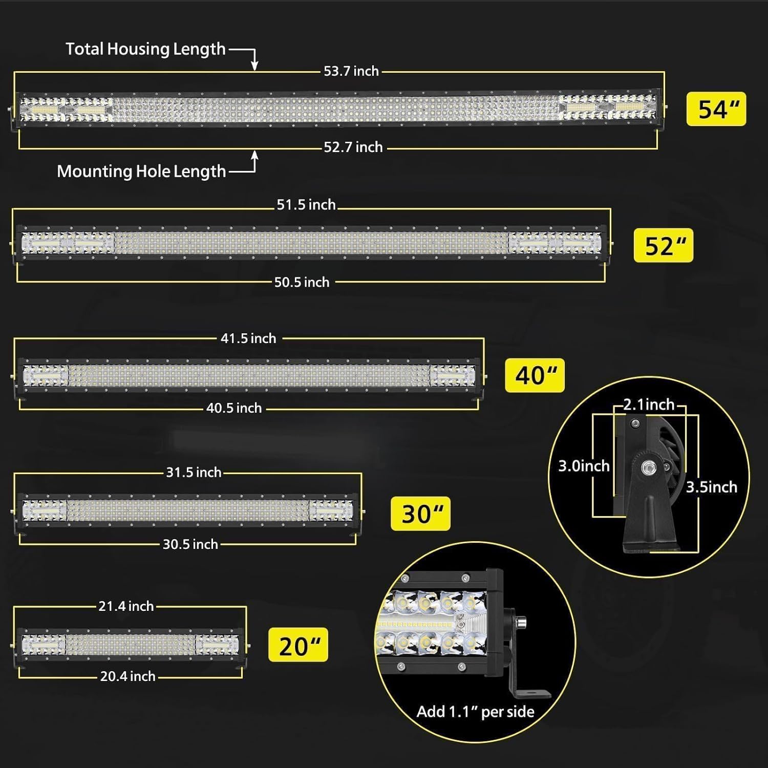 AKD Part – Barra de luz LED de 40 pulgadas, 310 W, combo de inundación de punto de cuatro hileras, barra de luz LED para conducción todoterreno, luz
