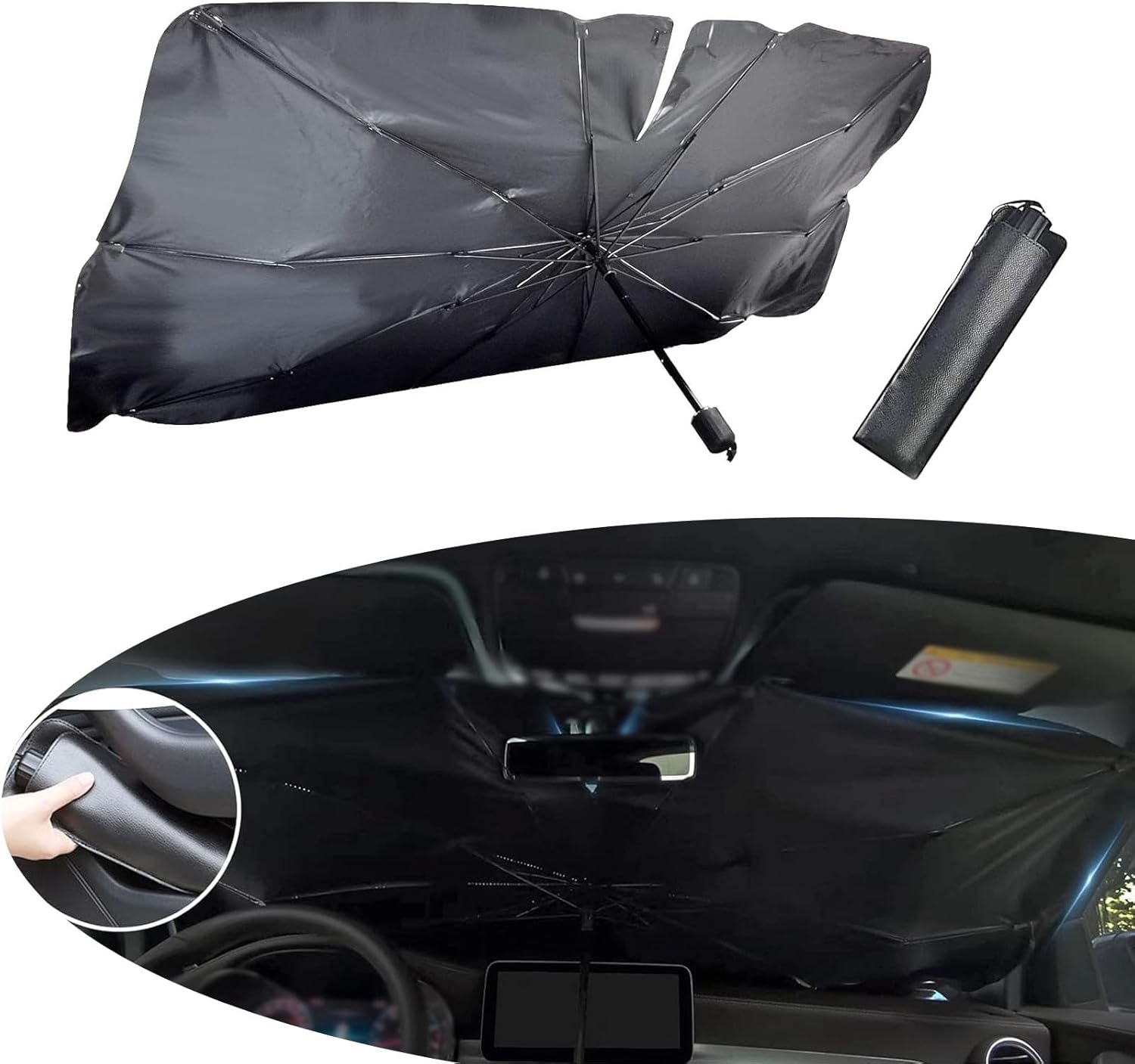 UGSHY Pack-1 Parasol para parabrisas de automóvil, 31 x 55 pulgadas, parasol plegable, repuesto universal de automóvil, para la mayoría de