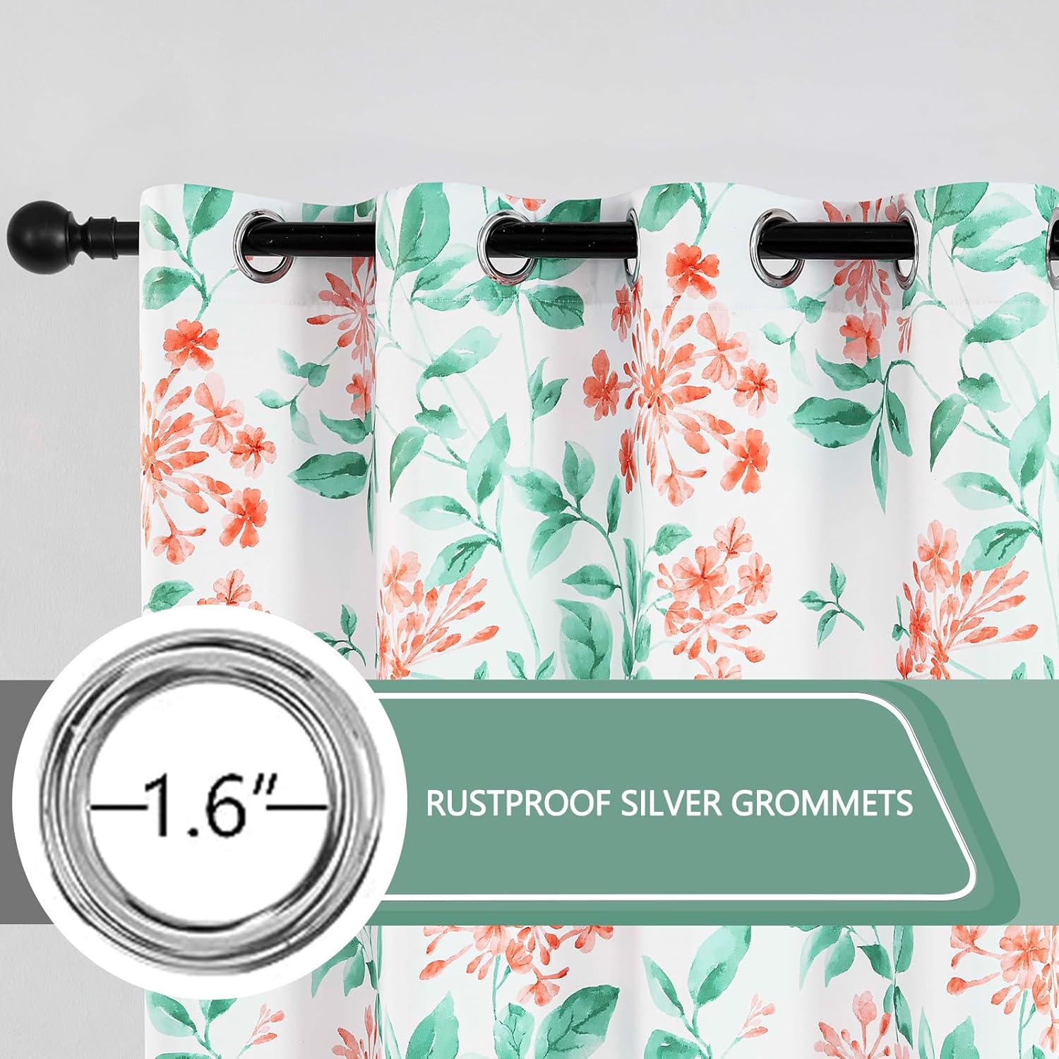 Cortinas florales de hortensias de 84 pulgadas de largo, con ojales impresos, para sala de estar, dormitorio, oscurecimiento de habitación, ahorro