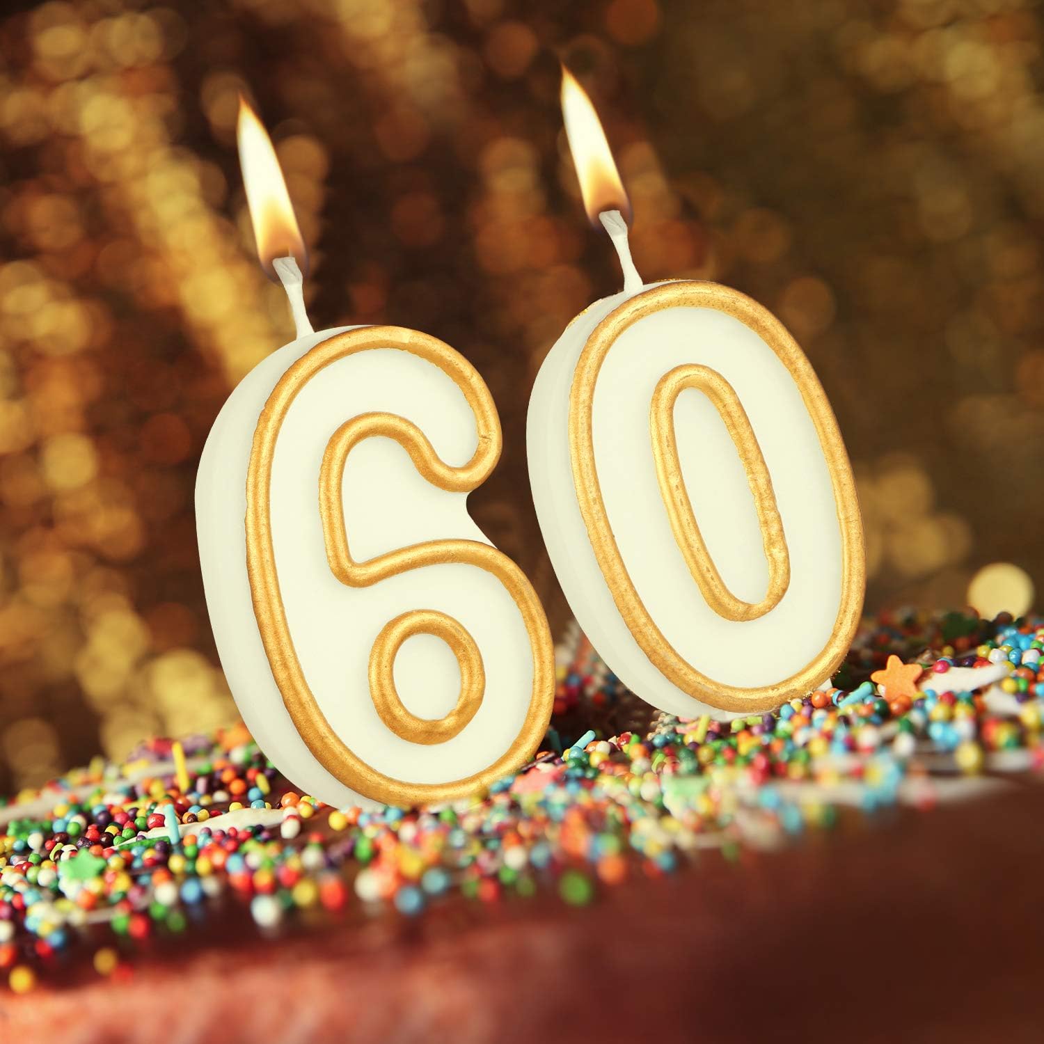 10 velas con números de pastel de cumpleaños, números del 0 al 9, velas blancas con bordes dorados, decoración de velas para decoración de bodas,
