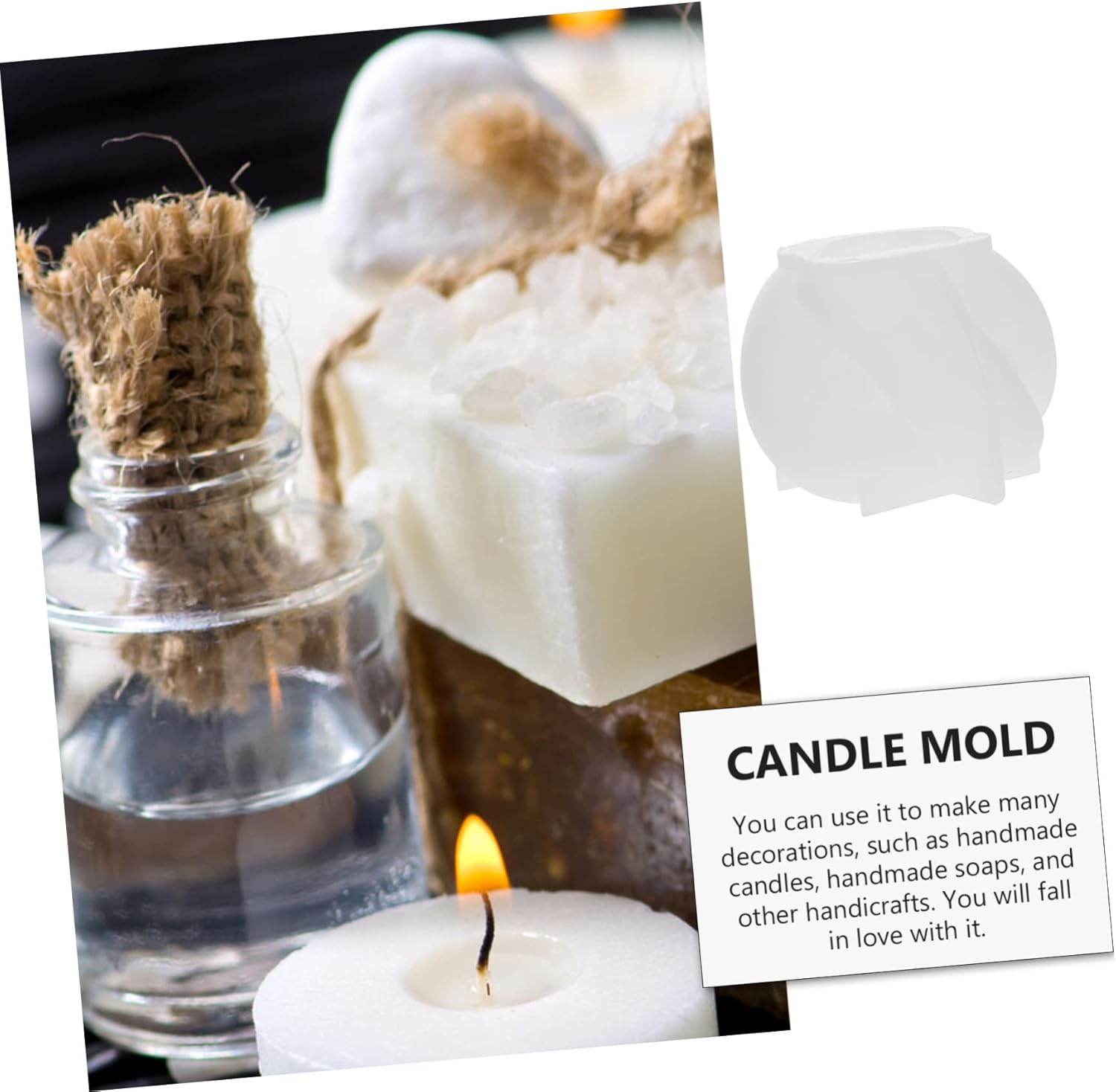 TEHAUX Moldes de silicona para velas de silicona, moldes de silicona para gelatinas, moldes de silicona para gelatinas, jabón hecho a mano, 2 uds