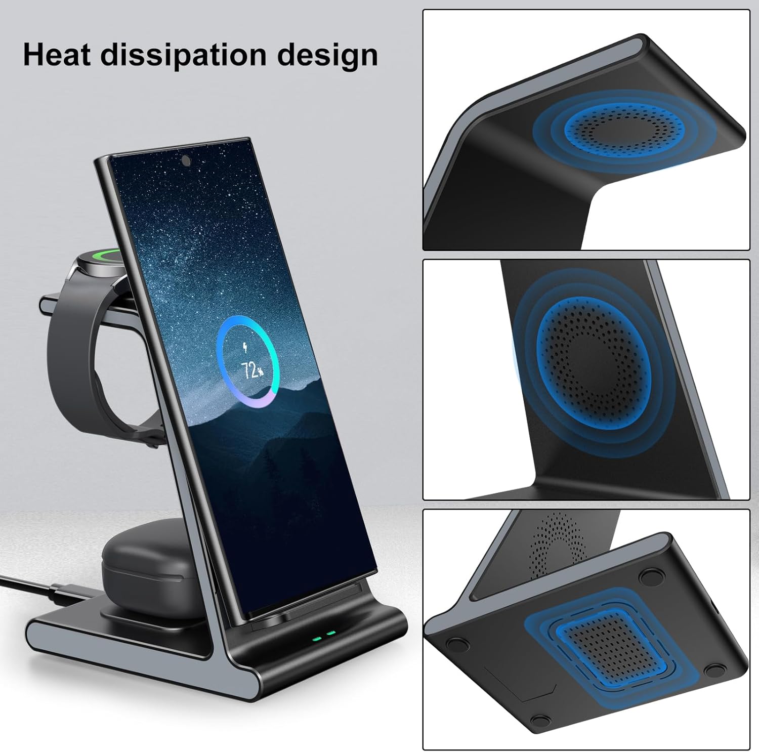 Cargador inalámbrico para Samsung, estación de carga para Samsung Galaxy S24 UltraS24+S24S23 UltraS23+S23S22Note 20Z Flip 5Fold 5, para Galaxy Watch