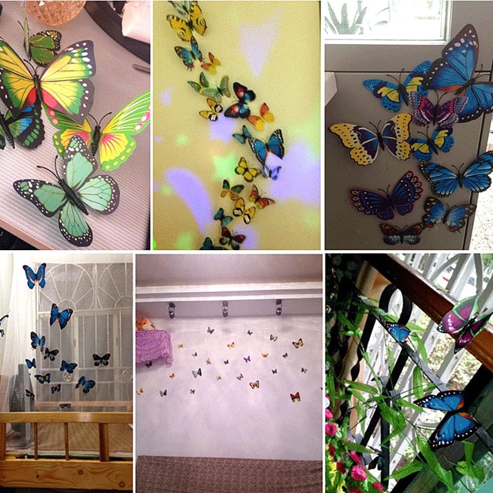 24 calcomanías de mariposa 3D para decoración de pared, mariposas extraíbles, calcomanías de pared para niñas, niños, dormitorio y habitación, mural