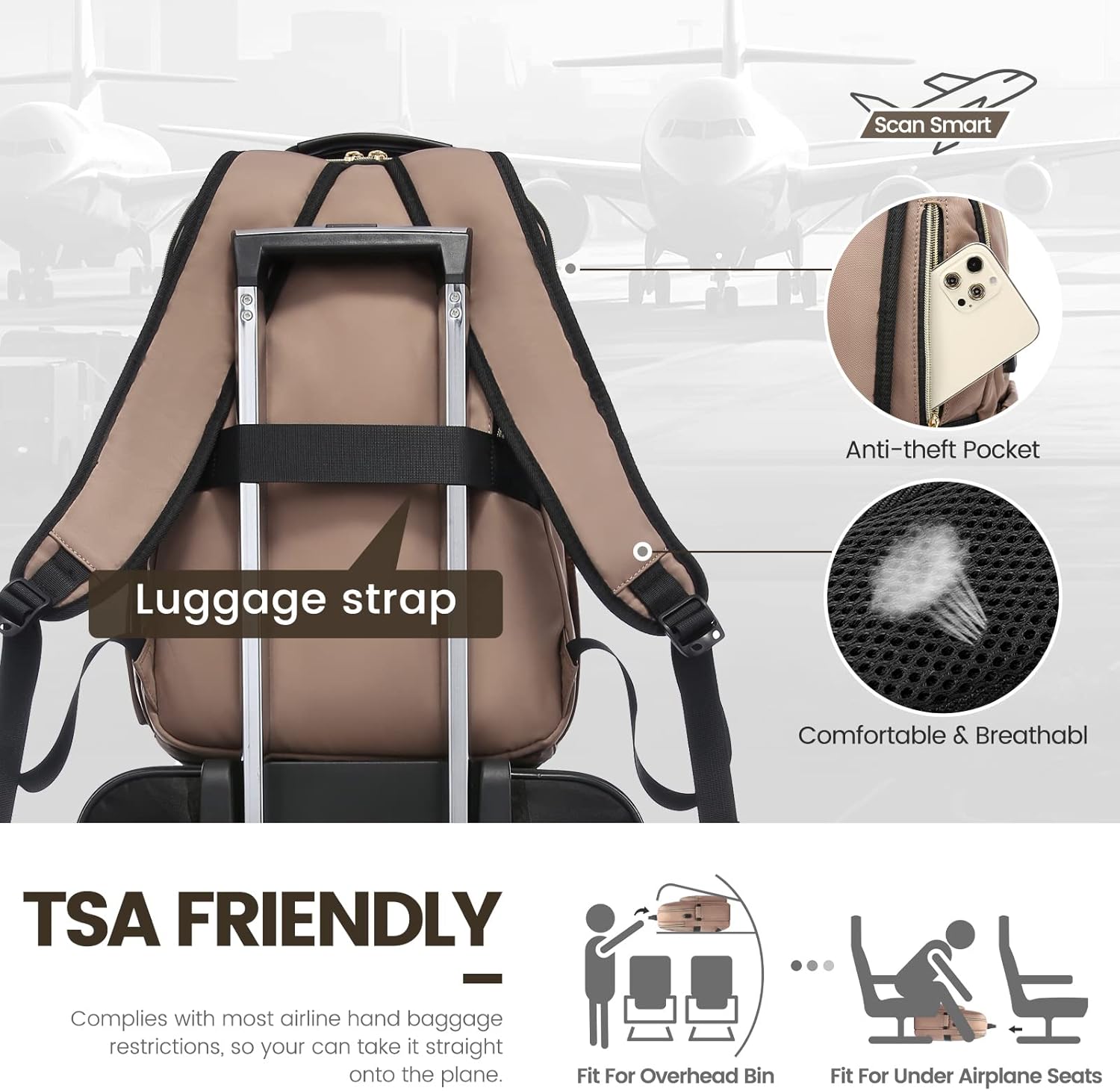 LOVEVOOK Mochila para laptop de 17.3 pulgadas para mujer, bonita mochila de viaje para mujer, bolsa profesional para computadora portátil,