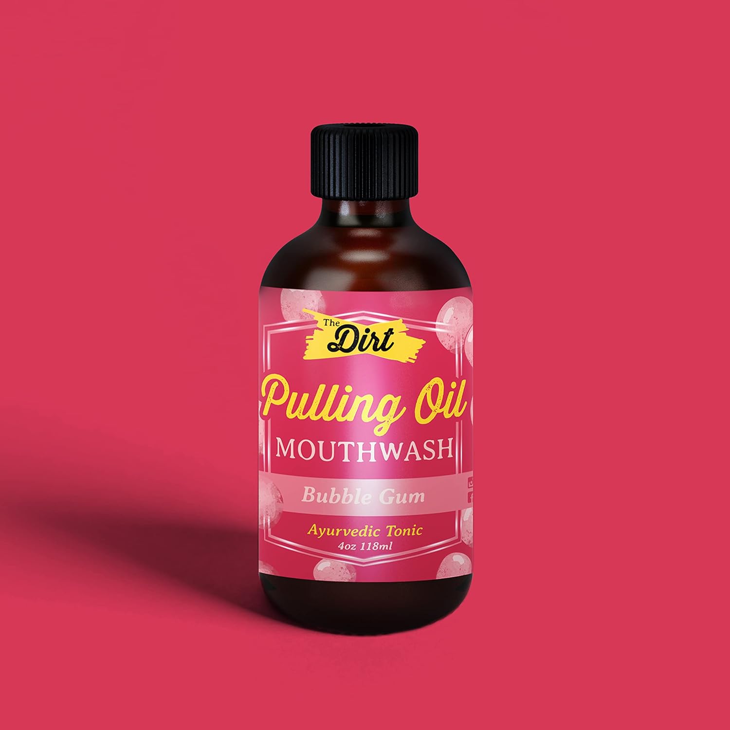 THE DIRT Enjuague bucal Oil Pulling – Sin gluten – Elimina la placa, el sarro, el mal aliento y blanquea los dientes (chicle, 4 onzas)