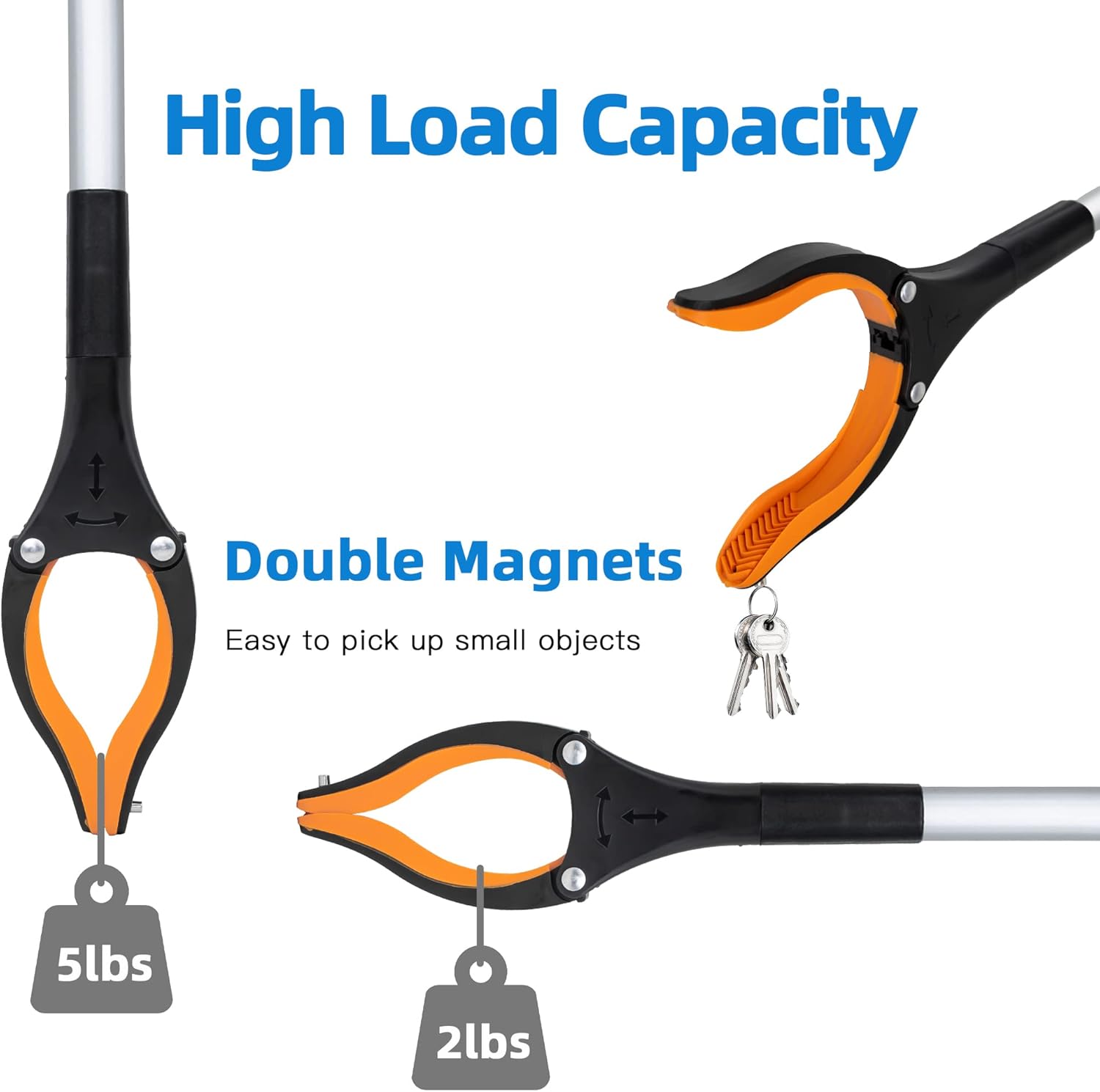 Grabber Reacher Tool 2024 mejorada herramienta de agarre plegable de 43 pulgadas para ancianos, palo de recogida plegable extra largo con fuerte