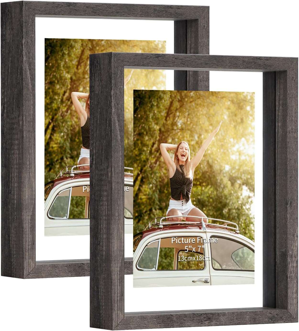 Paquete de 2 portarretratos flotantes de 5 x 7 pulgadas, marcos de fotos de doble cristal para fotos de hasta 7 x 9 pulgadas para colgar en el