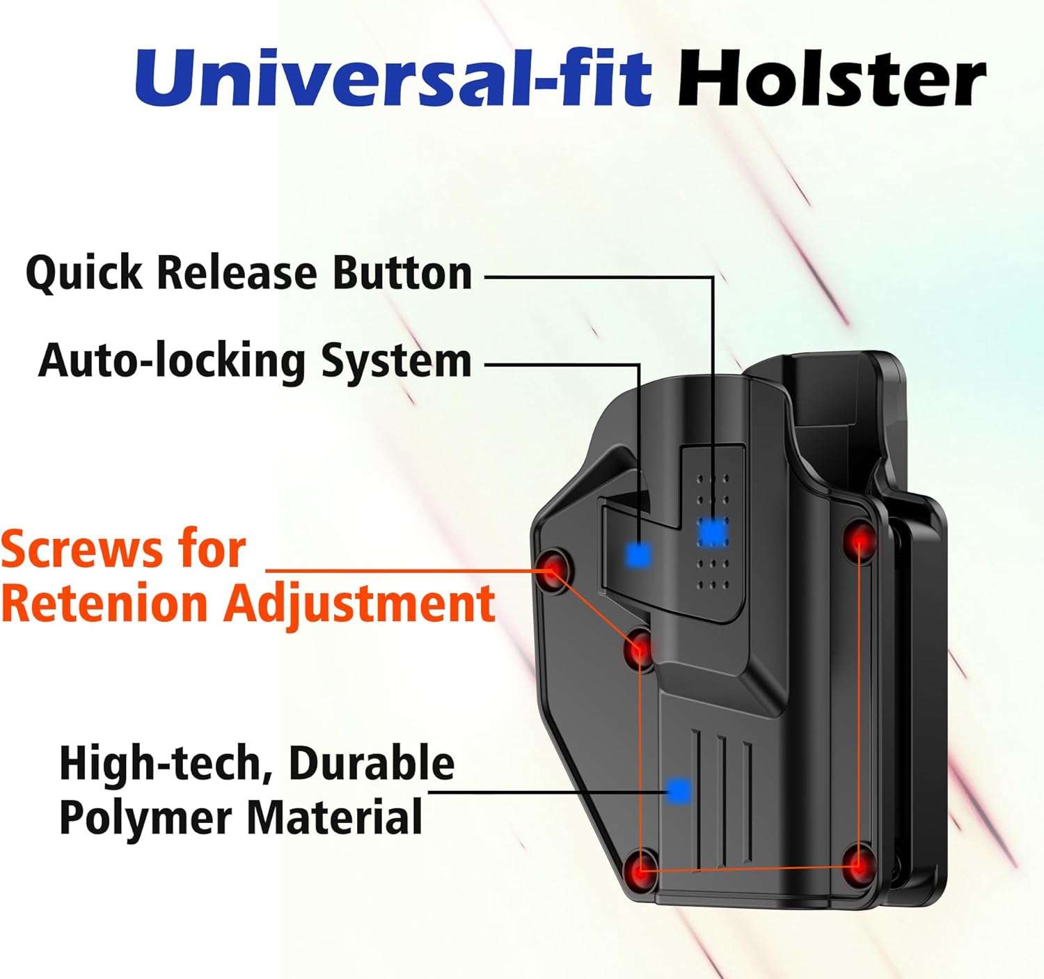 Universal Gun Holster fit Full-Size, Compact, Subcompact Pistols, Adjustable RetentionCant OWB Tactical Holster Compatible with