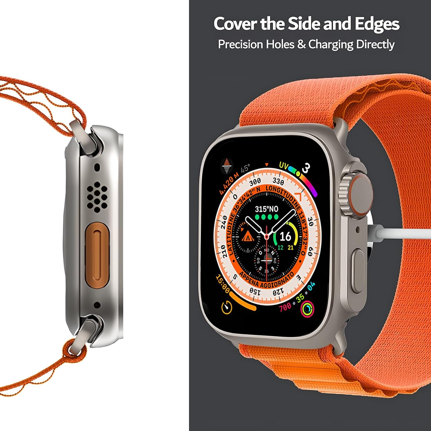 Convierte el iWatch en Ultra Protección completa 3 en 1 compatible con Apple Watch Series 87654 SESE2 de 1.732 pulgadas, 1.772 pulgadas, resistente