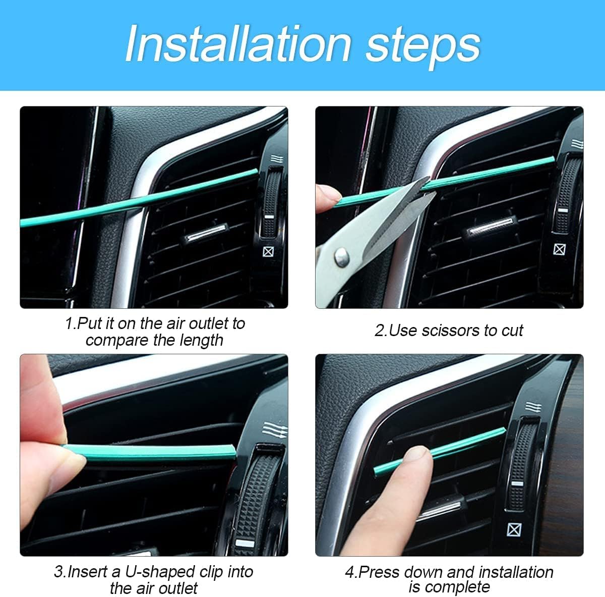 20 tiras de decoración de aire acondicionado para automóvil, tira de ajuste de salida de aire flexible, accesorios interiores de automóvil, tira de