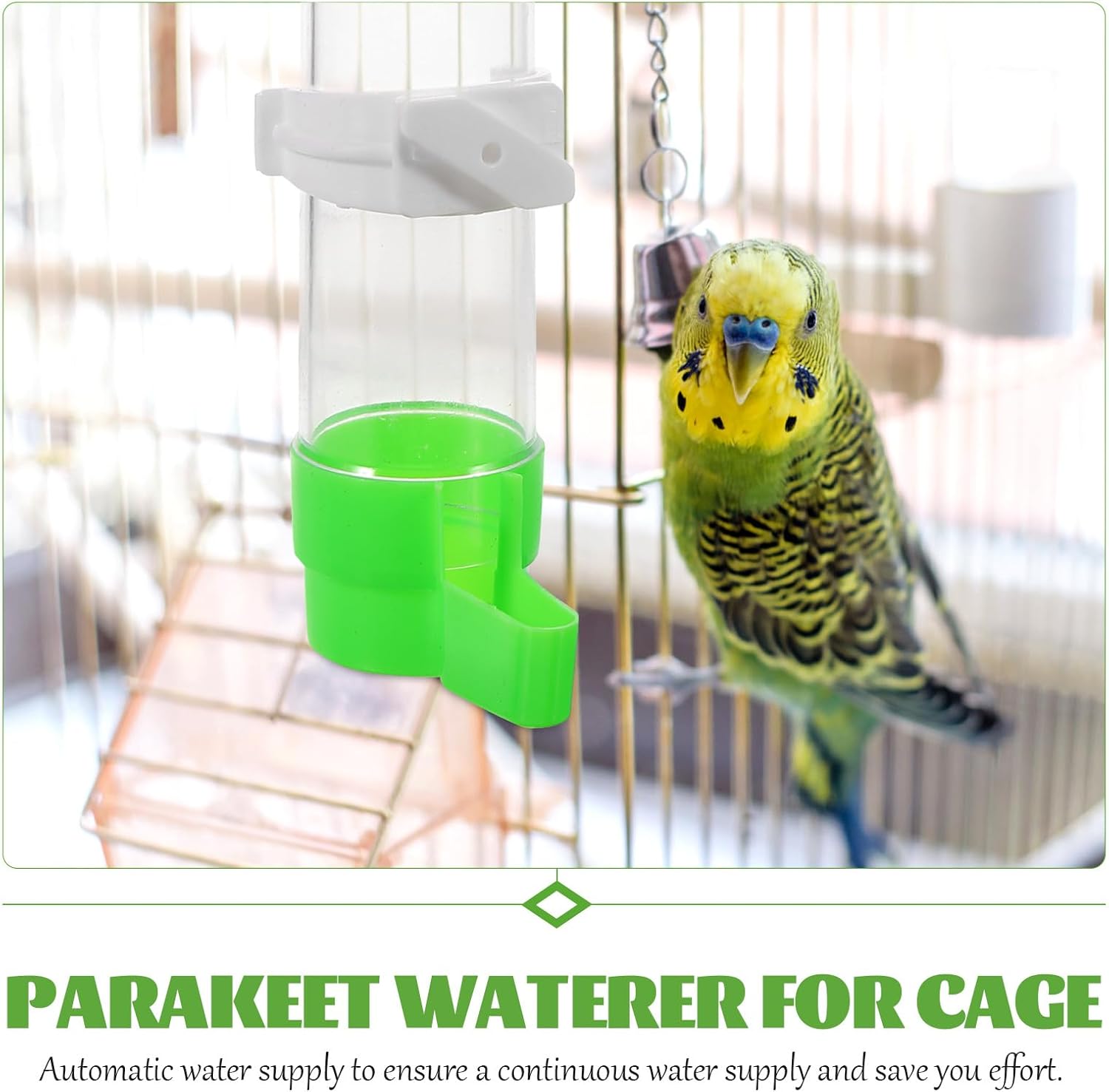 Bebedero de pájaros Fuente de agua para pájaros Dispensador de agua para pájaros, alimentador de loros, accesorios para jaula de pájaros,