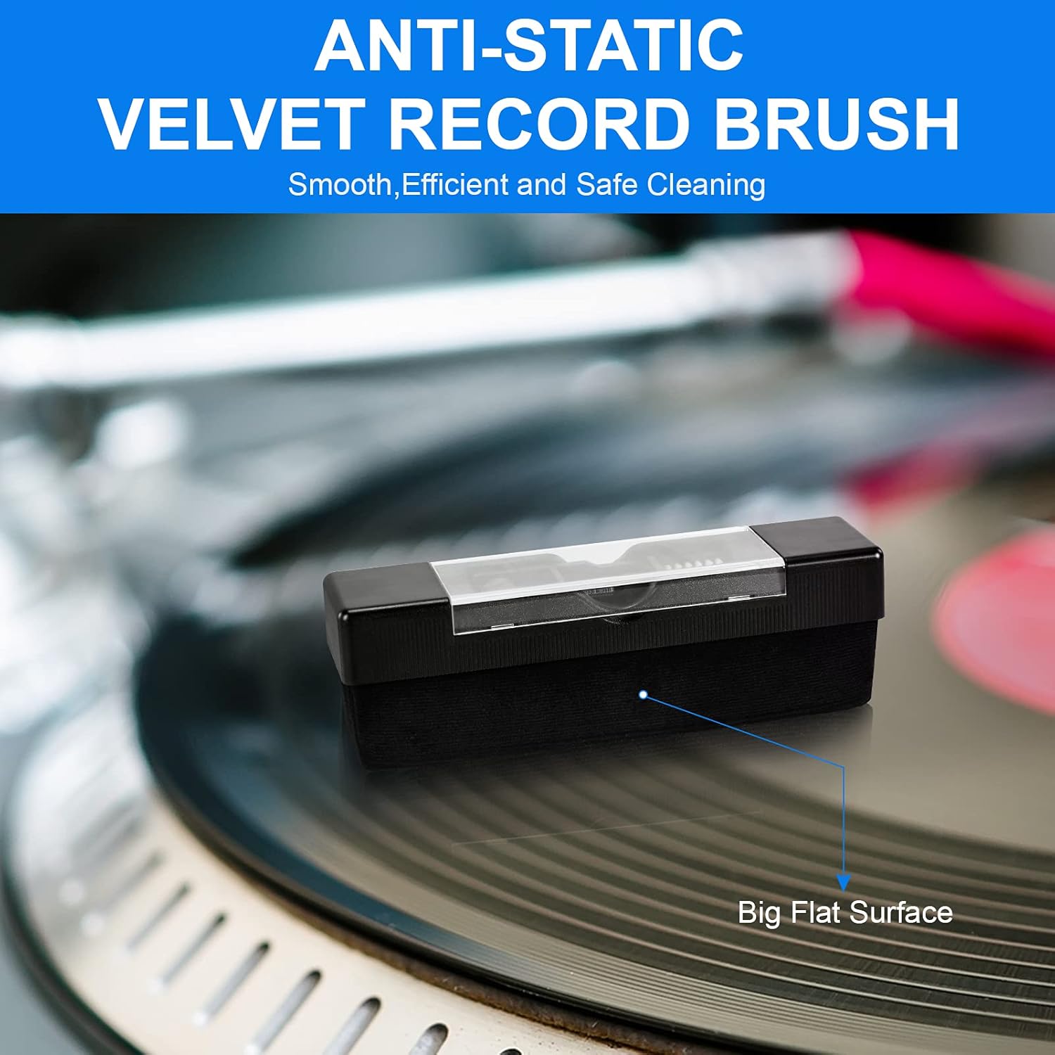 Kit limpiador de discos de vinilo, cepillo de terciopelo antiestático con cepillo limpiador de lápiz capacitivo pequeño, 2.0 fl oz, líquido