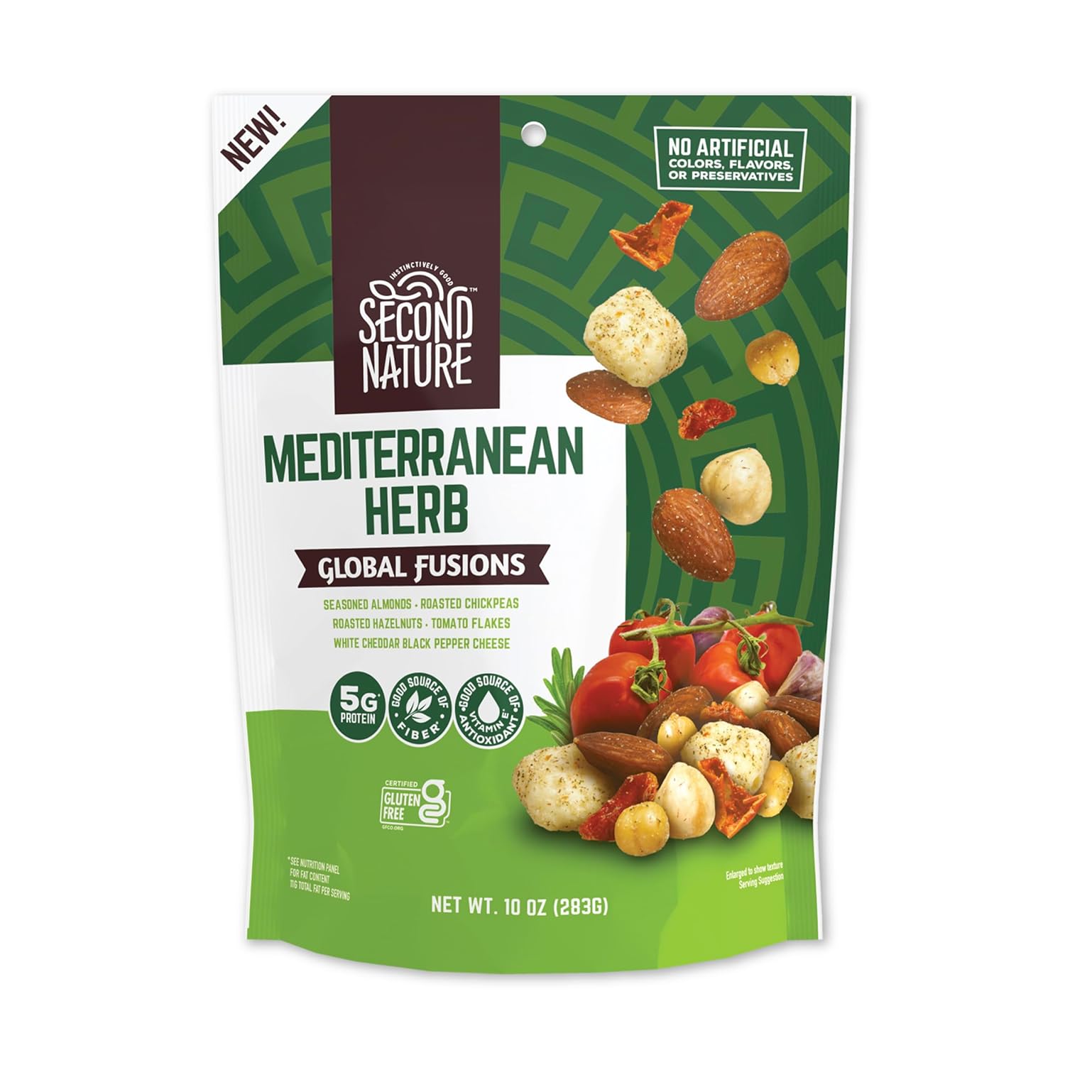 Second Nature Snacks Mediterranean Herb Global Fusions Mix – Bolsa de 10 onzas (paquete de 6)