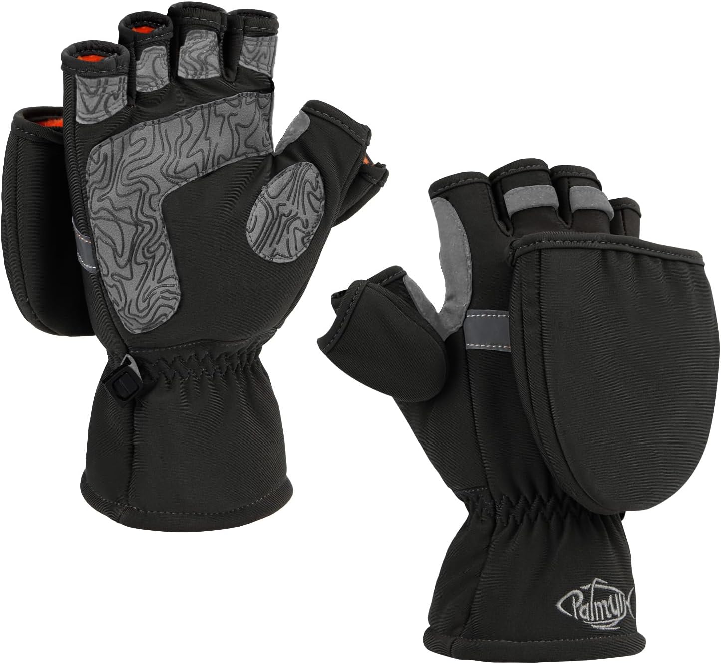 Palmyth Guantes de pesca en hielo, guantes convertibles, sin dedos, con Thinsulate 3M, cálidos para clima frío e invierno, hombres y mujeres,