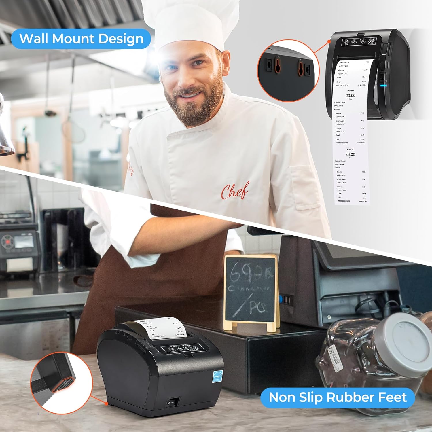MUNBYN Impresora térmica de recibos Bluetooth P047, impresora POS de 3.150 in, impresora térmica con Ethernet serie USB, Bluetooth, compatible con