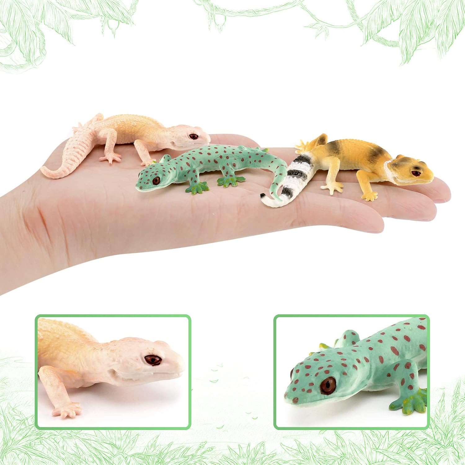 Figuras de juguete de camaleón, figuras de lagarto realistas, 3 piezas, figuras de animales del bosque tropical, modelo de proyecto escolar para