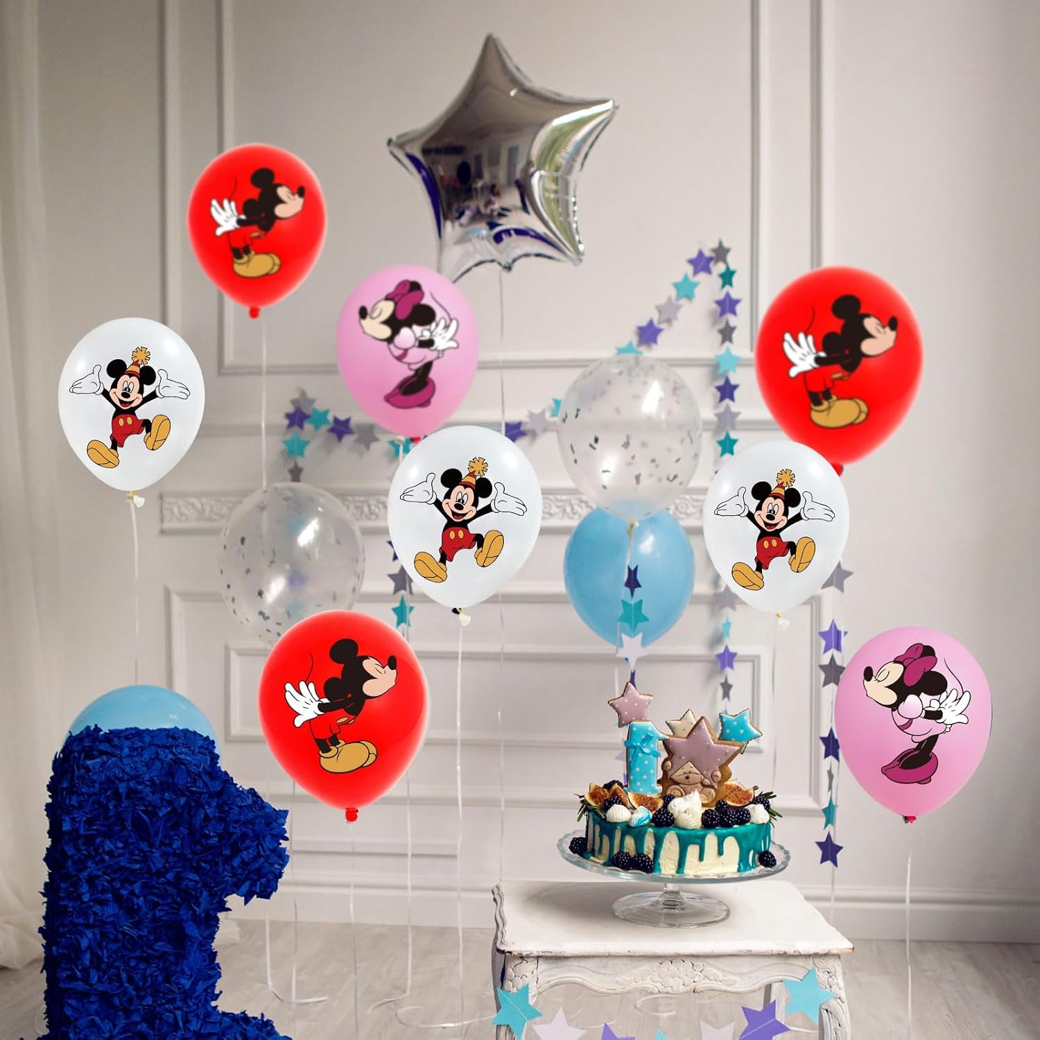 36 piezas de decoración de cumpleaños de ratón de dibujos animados de 12 pulgadas, juego de globos de látex festivos de fantasía para niños y niñas