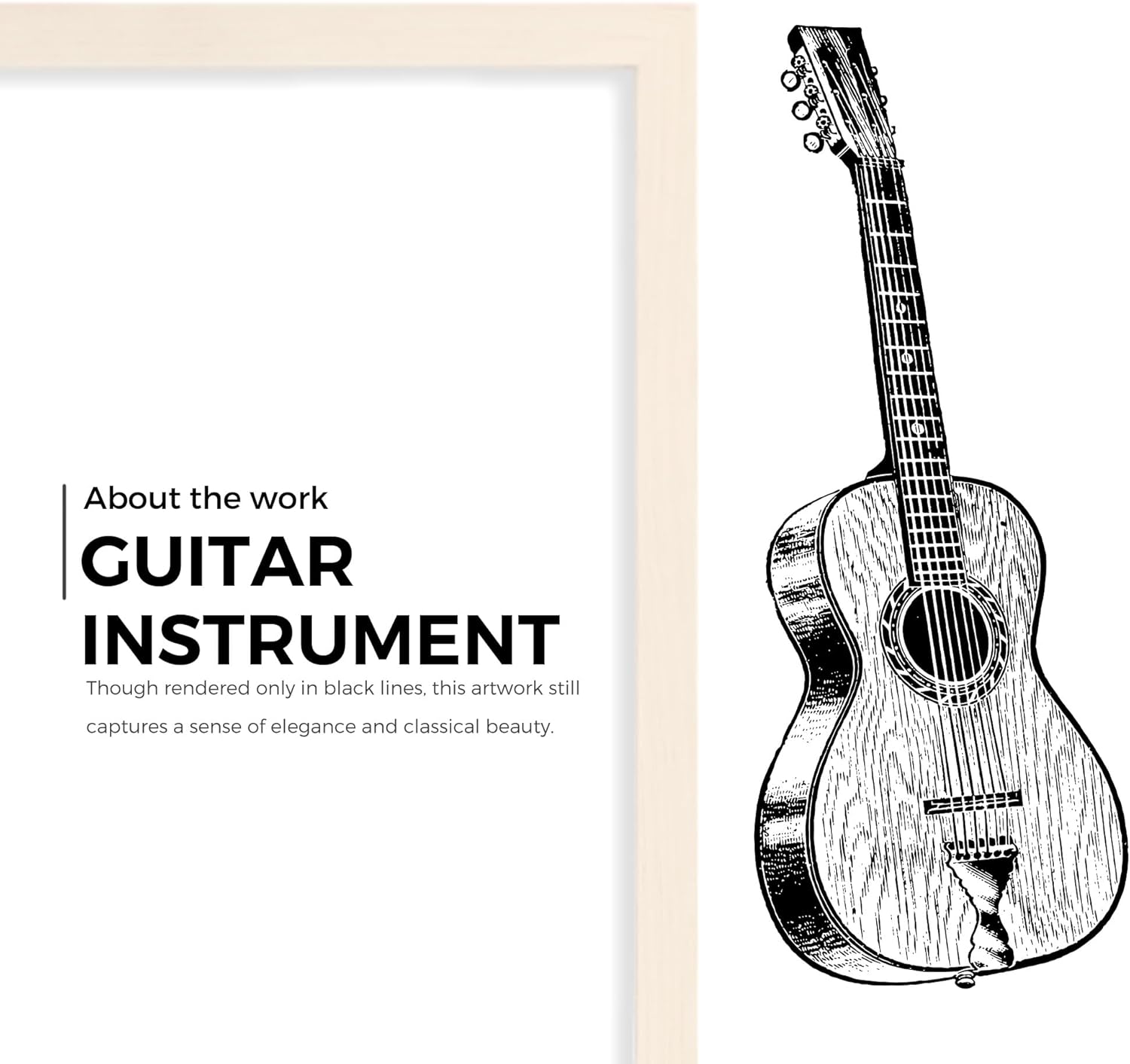 Póster artístico de pared de guitarra, instrumento musical, impresión artística de guitarra, pintura para decoración de pared, enmarcado, 12 x 16