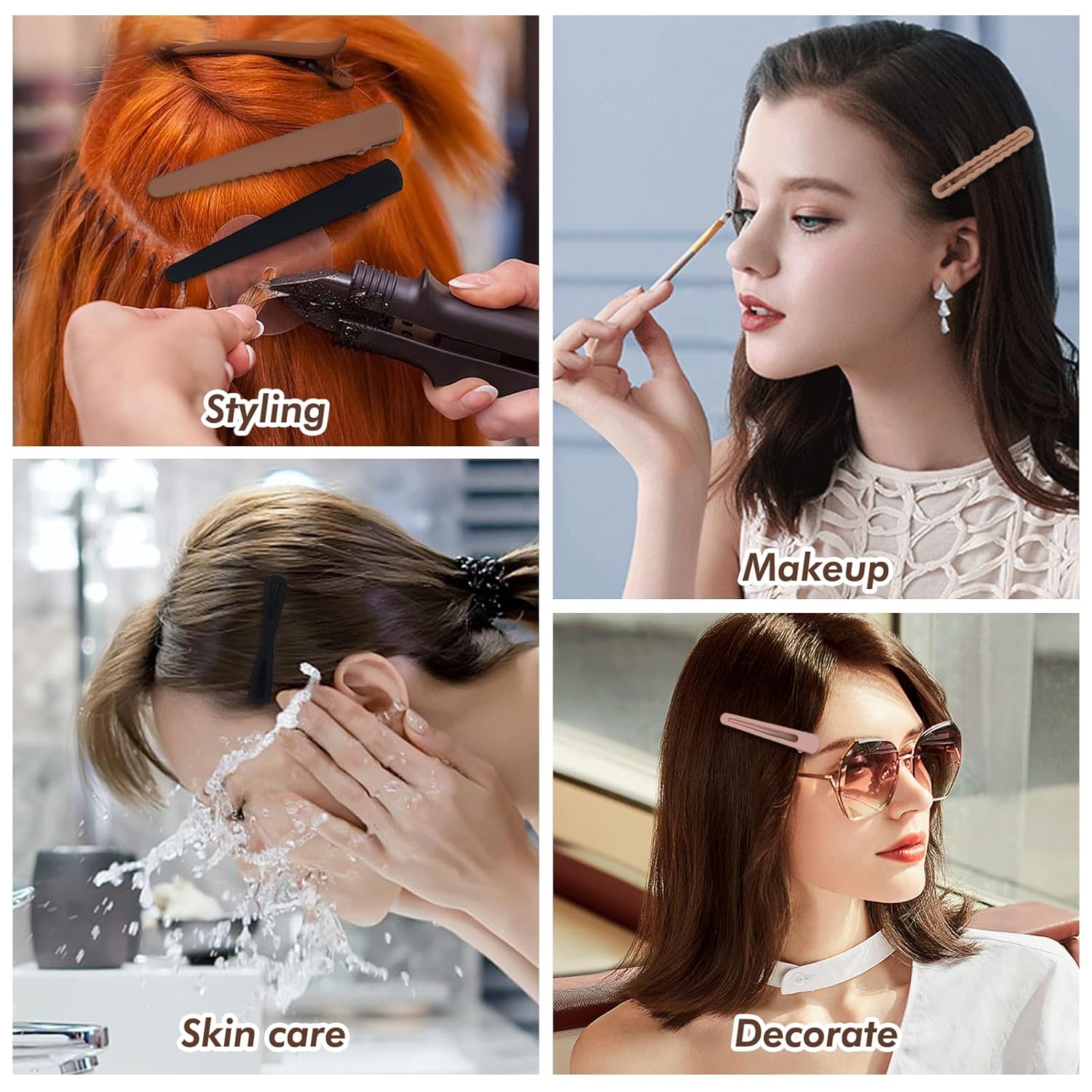 50 pinzas para el cabello para mujeres y niñas, pinzas de metal con pico de pato para el cabello, pasadores pequeños para cabello fino y fino,