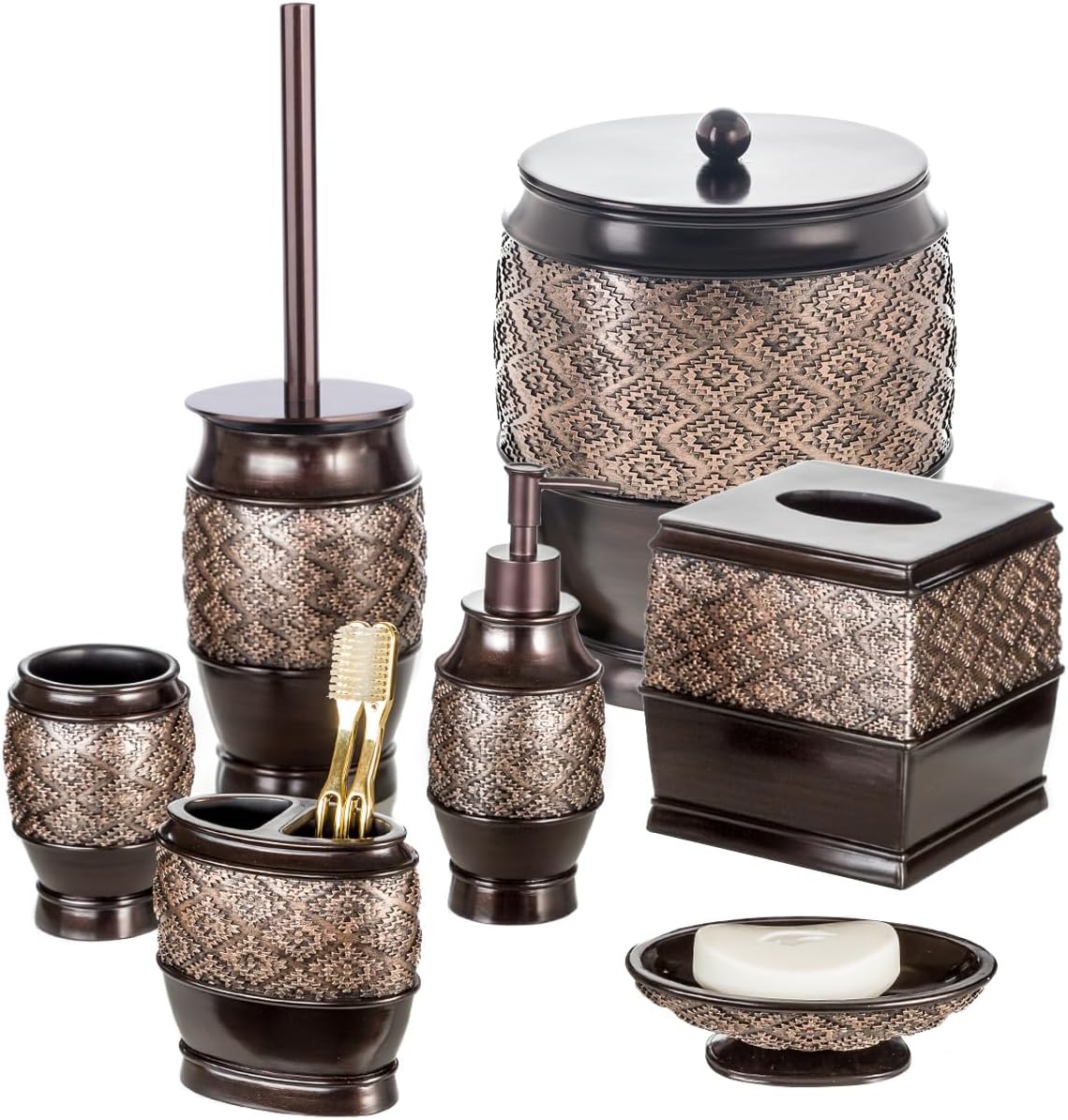 Creative Scents Dispensador de jabón marrón para baño, dispensador de loción decorativo con bomba a juego duradera para encimera, dispensador de