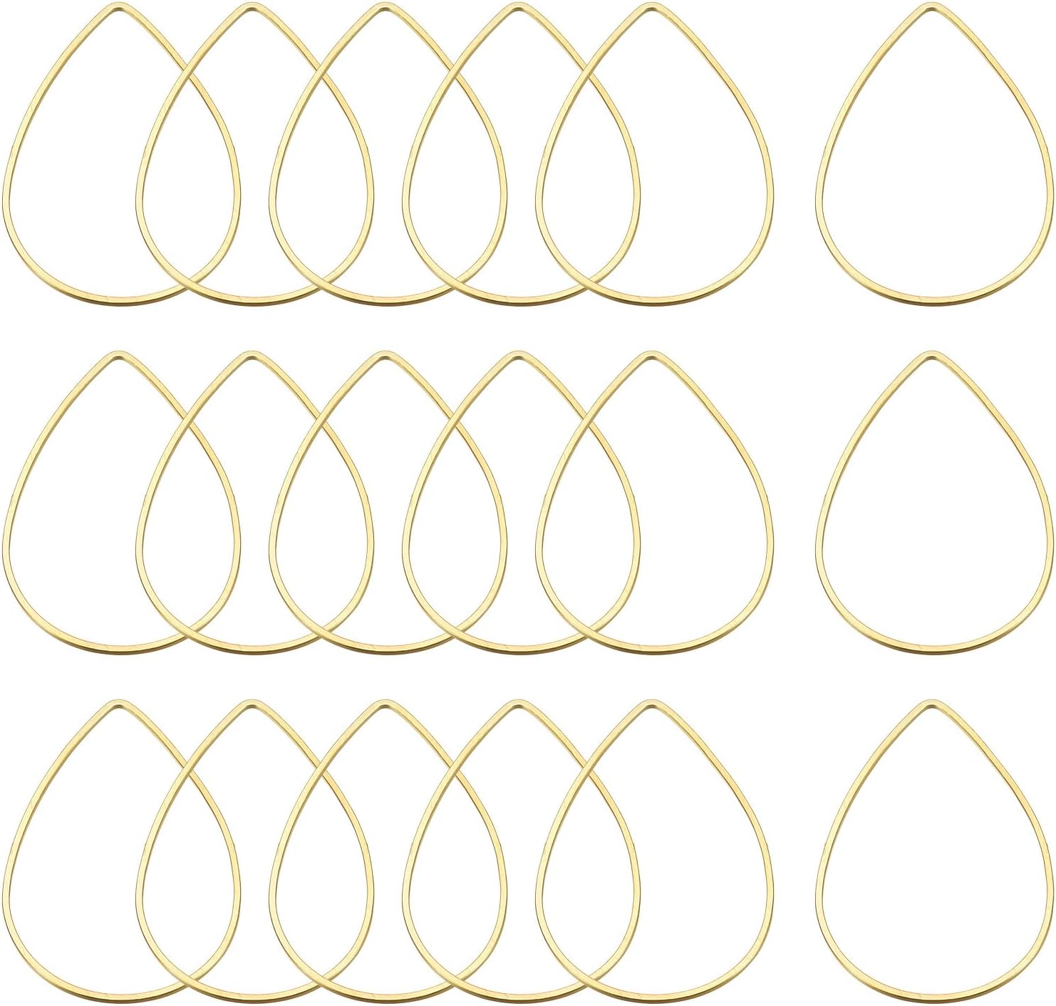 MECCANIXITY Enlace de aro con cuentas de lágrima, bisel abierto hueco de 0.86 x 1.26 pulgadas, tono latón, para hacer joyas de aretes, paquete de 50