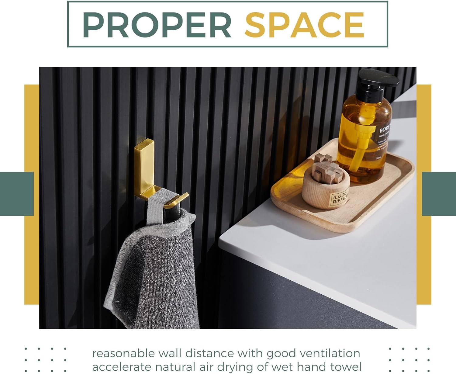 Gancho para bata de toalla, oro cepillado, soporte para toallas de mano de acero inoxidable 304, soporte de pared para colgar ropa de baño