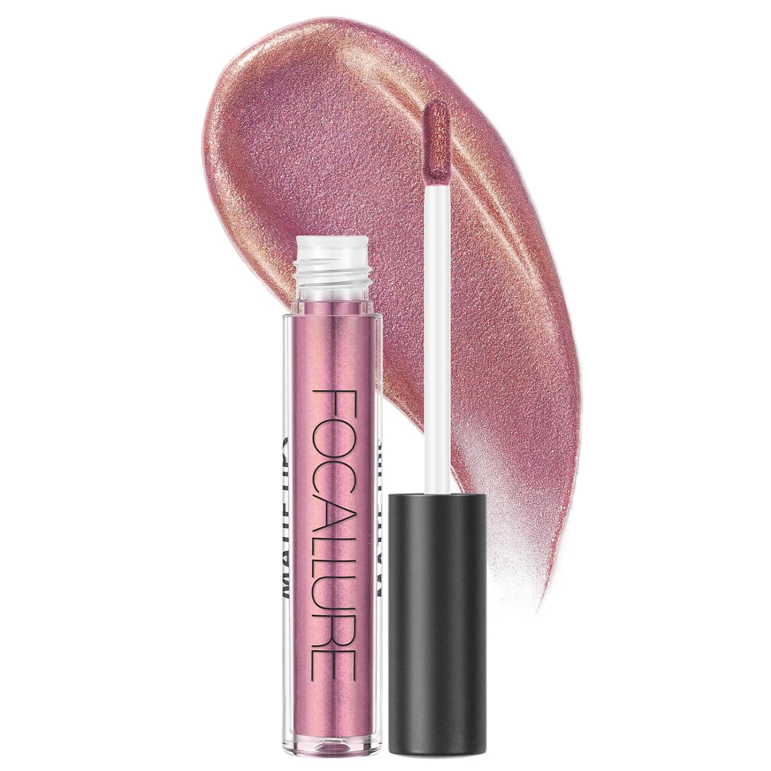FOCALLURE Brillo de labios metálico, lápiz labial líquido impermeable de larga duración, altamente pigmentado, no se pega, color de labios,
