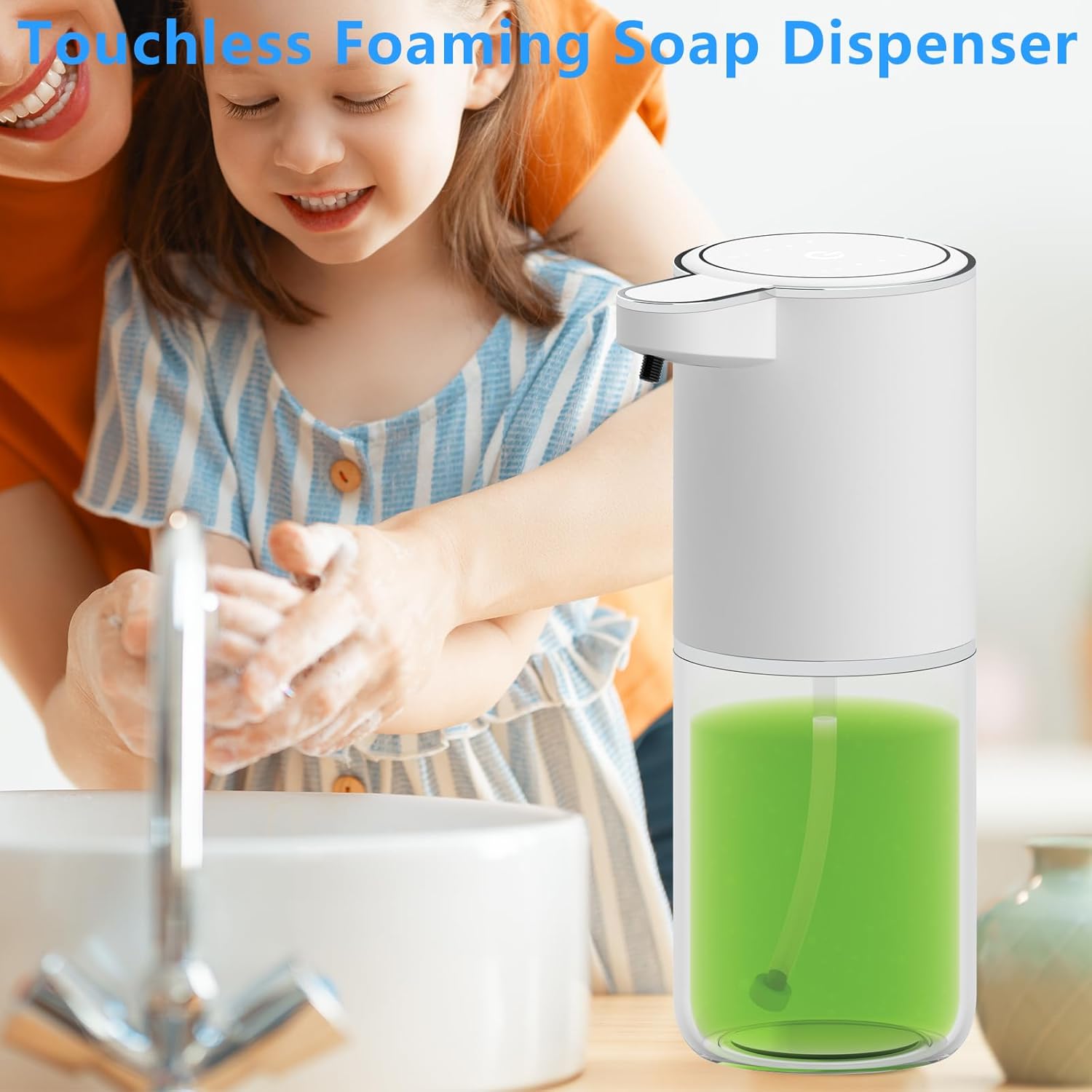 Dispensador automático de jabón, desinfectante de manos espumoso, sin contacto, 12.8 fl oz13 onzas, dispensador de jabón líquido de espuma