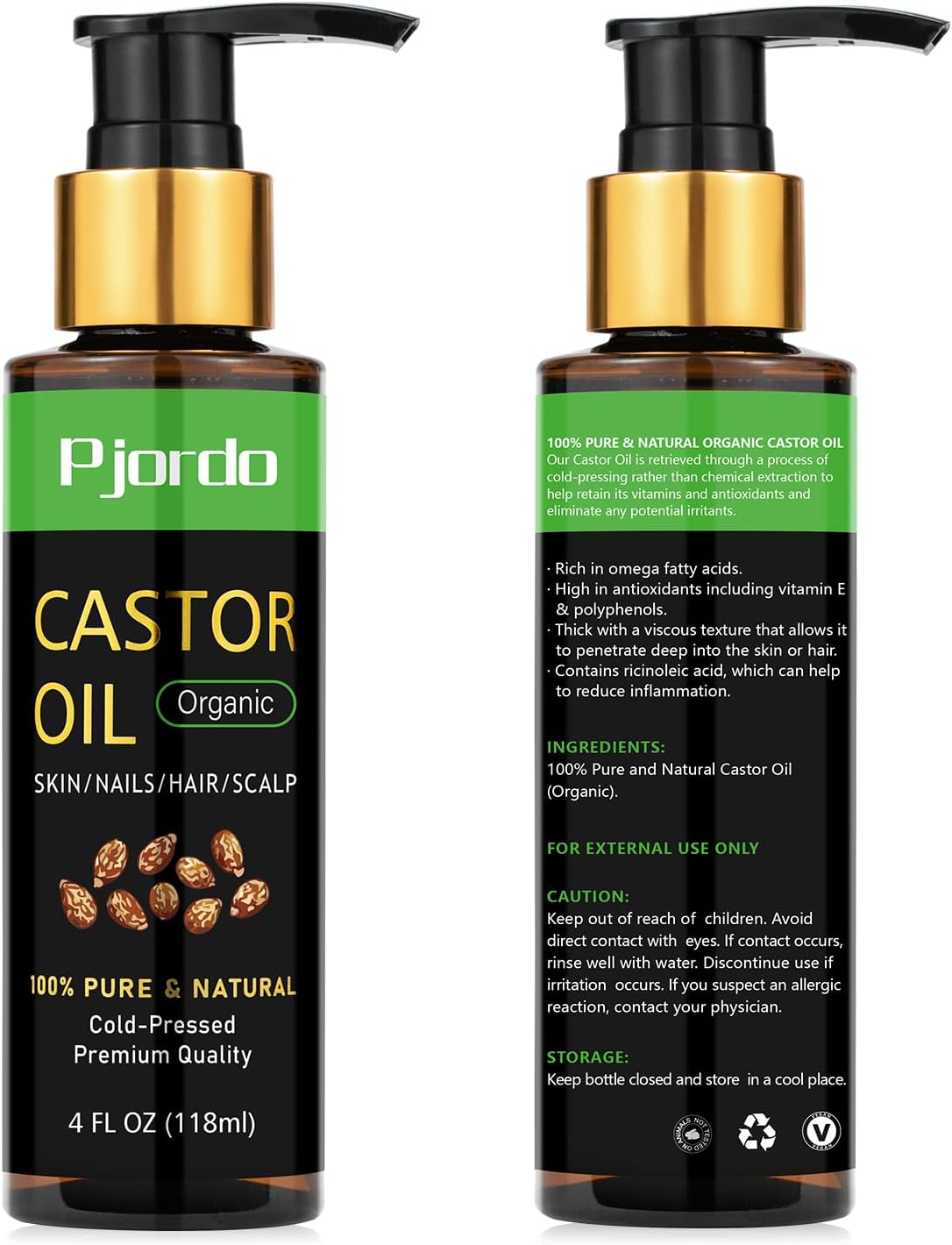 Pjordo Paquete de 5 unidades de aceite de ricino para cintura y cuello, paquetes de aceite de ricino para desintoxicación del hígado, aceite de