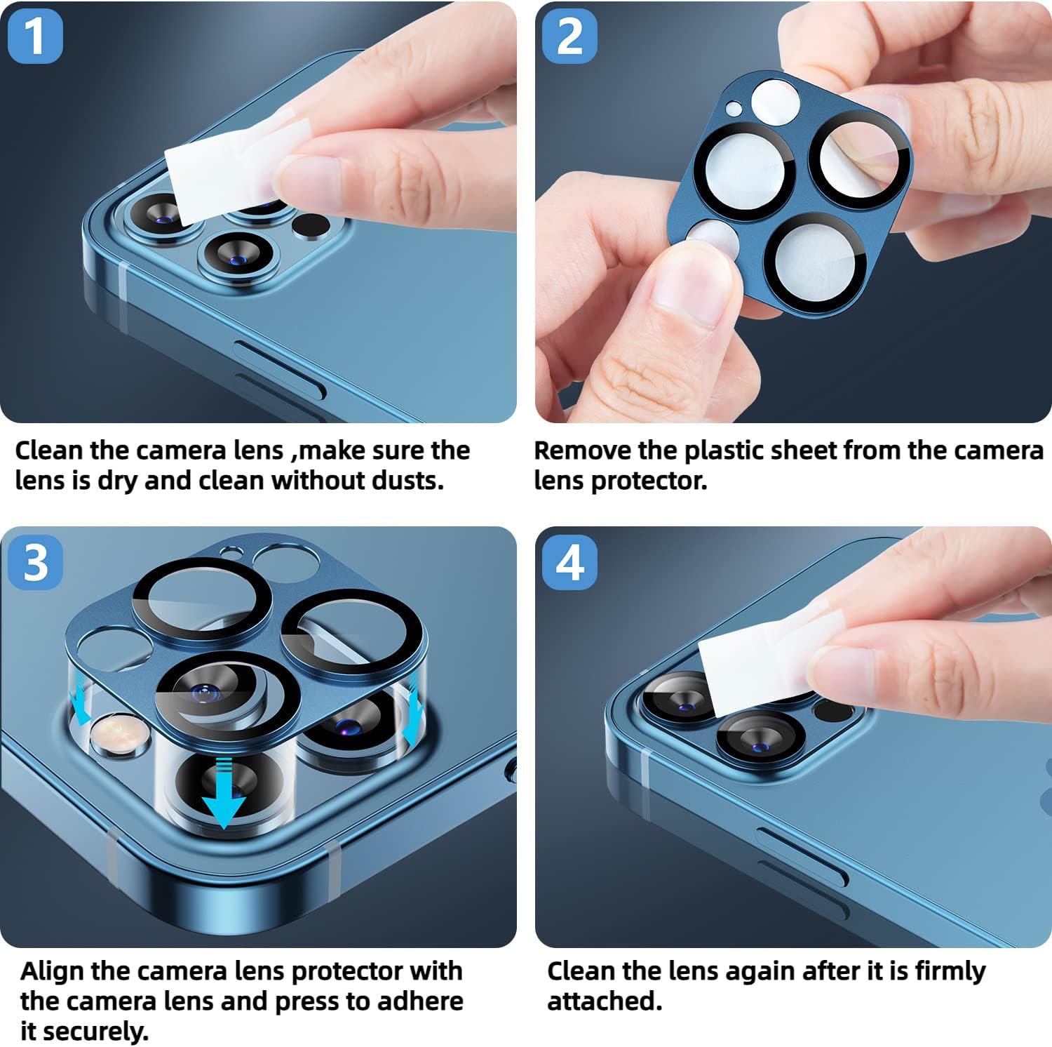 Korecase Paquete de 2 Protector de lente de cámara para iPhone 12 Pro Max, película de lente de metal de aluminio 3D, dureza 9H, cubierta de