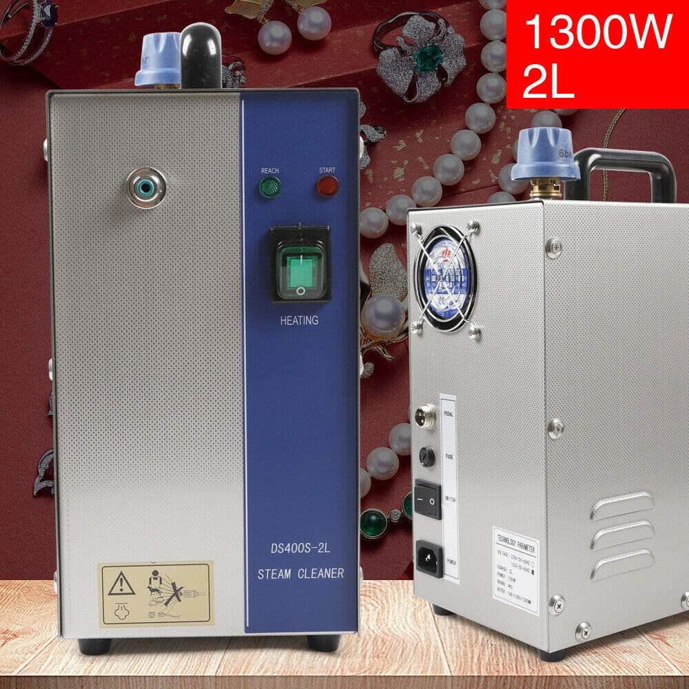 Limpiador a vapor de joyería de 110 V, 1300 W, 2 L, máquina de limpieza a vapor de joyería de acero inoxidable, limpiador de vapor para joyas de
