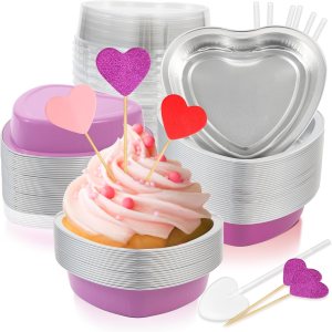 yeload 60 paquetes de moldes para pasteles en forma de corazón con tapas, 9 onzas7.6 fl oz, moldes de aluminio desechables de aluminio, moldes para yeload 60 paquetes de moldes para pasteles en forma de corazón con tapas, 9 onzas7.6 fl oz, moldes de aluminio desechables de aluminio, moldes para