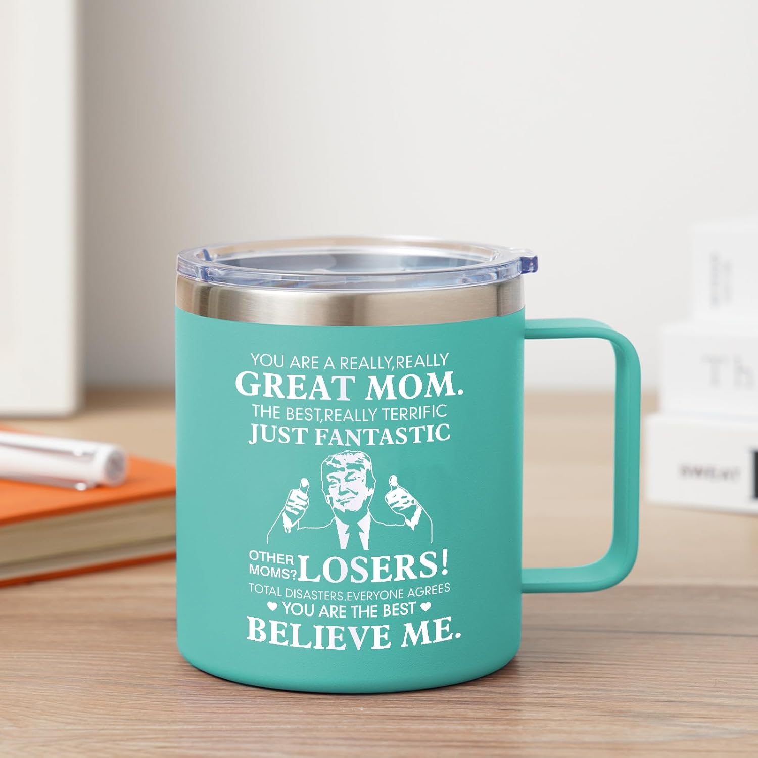 NOWWISH Regalos para el día de la madre para mamá de hija e hijo, taza de café con texto en inglés “You’re A Really Great Mom”, regalos de