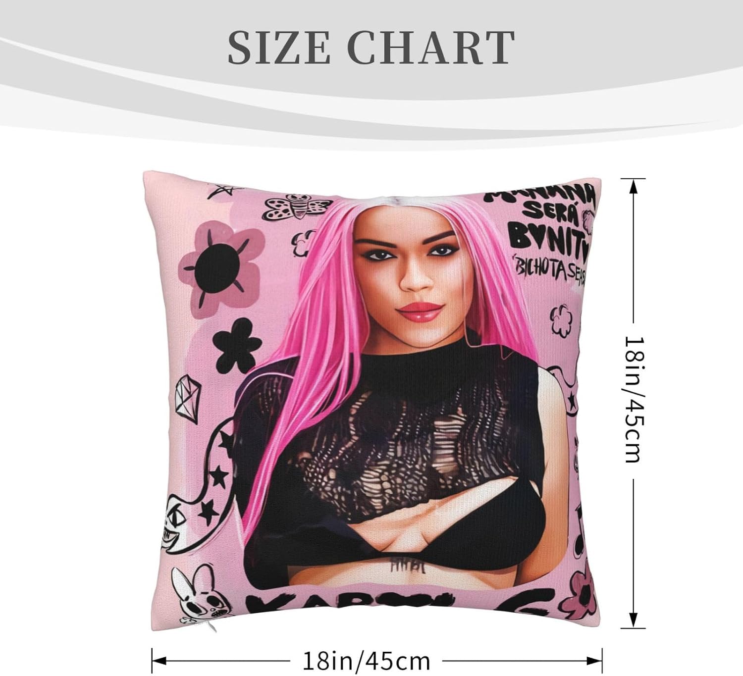 Karol Singer G – Funda de almohada decorativa de 18 x 18 pulgadas, funda cuadrada para sala de estar, dormitorio, sofá, coches