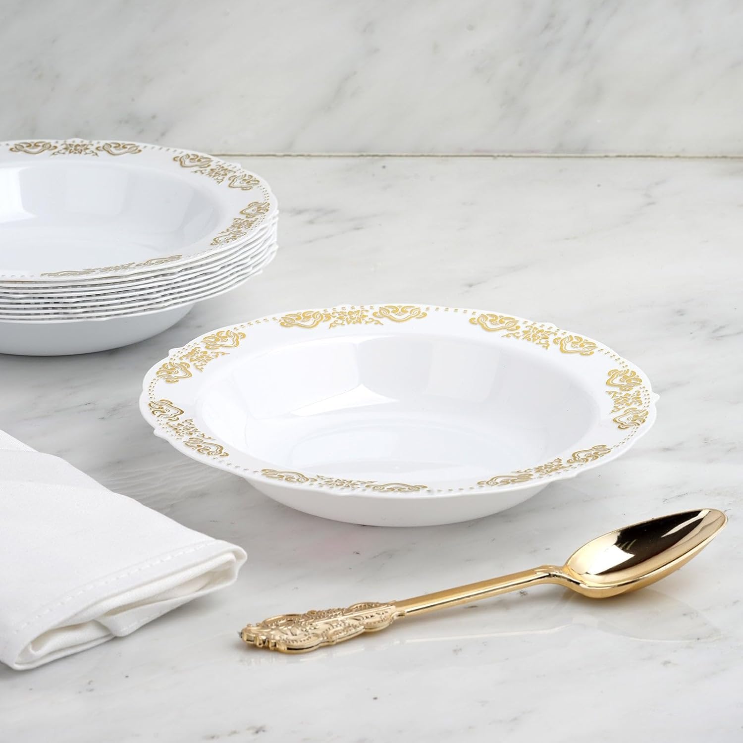 Efavormart – Paquete de 10 cuencos de sopa desechables redondos de 12 onzas con bordes festoneados para eventos con catering, bodas y fiestas
