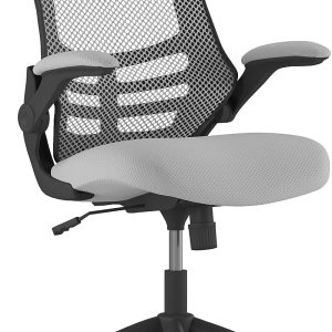Flash Furniture Kelista Silla ergonómica giratoria de malla gris oscuro con brazos abatibles y ruedas transparentes Flash Furniture Kelista Silla ergonómica giratoria de malla gris oscuro con brazos abatibles y ruedas transparentes