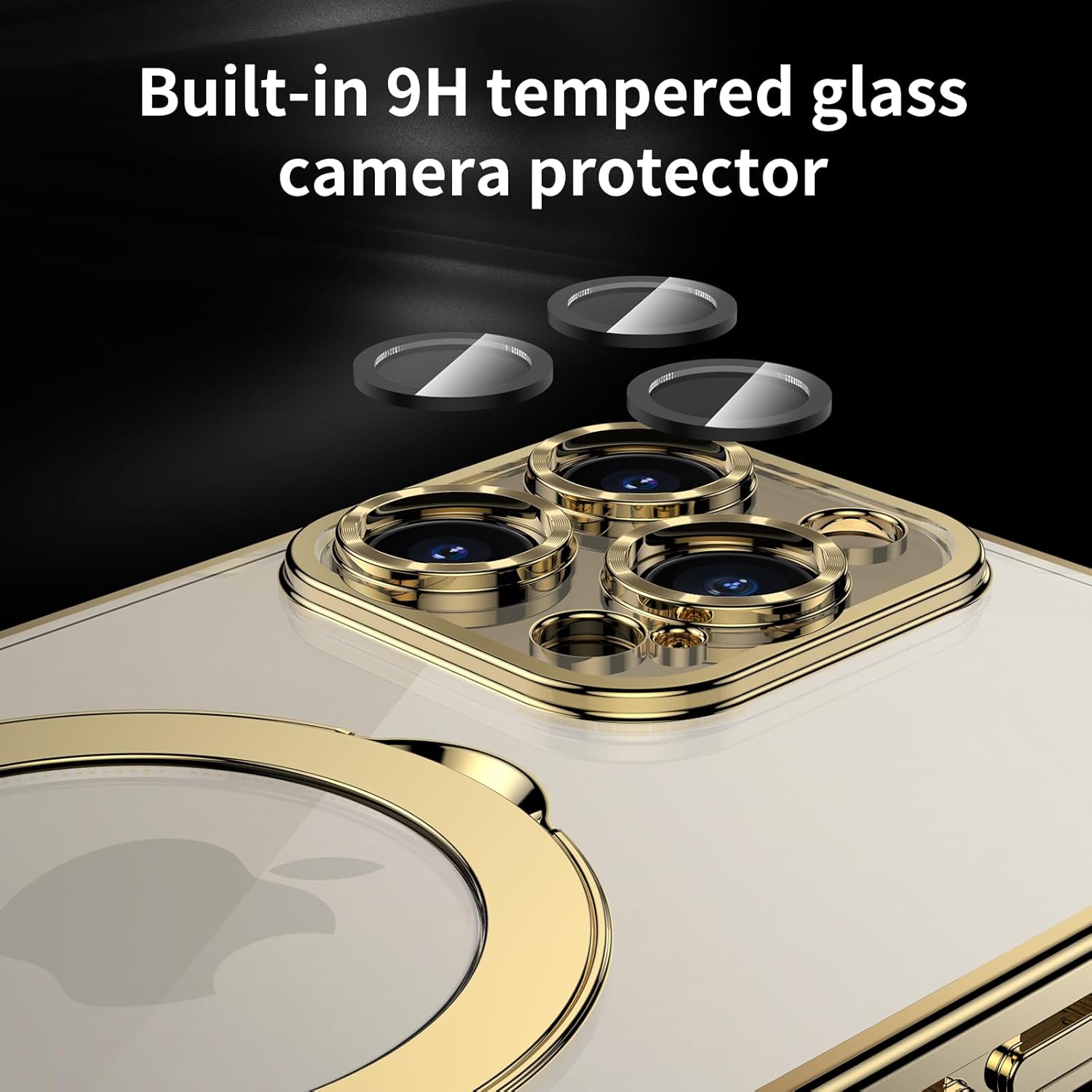 MANLENO Magsafe – Funda para iPhone 15 Pro Max con soporte magnético invisible chapado de 10 pies, a prueba de golpes, de goma suave transparente