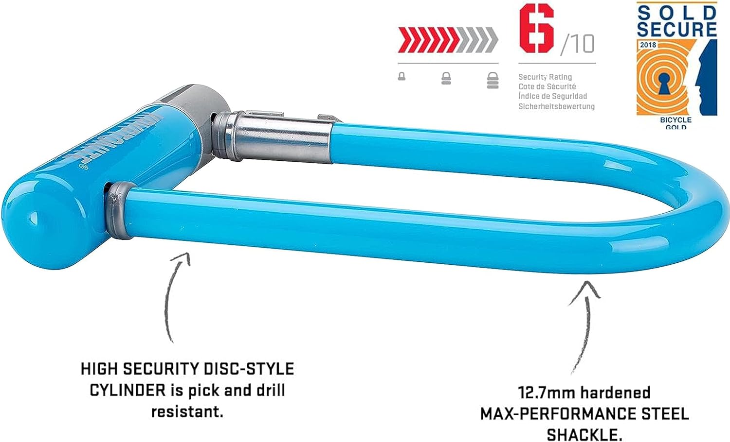 Kryptonite Kryptolok Mini-7 – Cerradura en U para bicicleta, resistente antirrobo, grillete de 0.47 pulgadas con soporte de montaje y llaves,