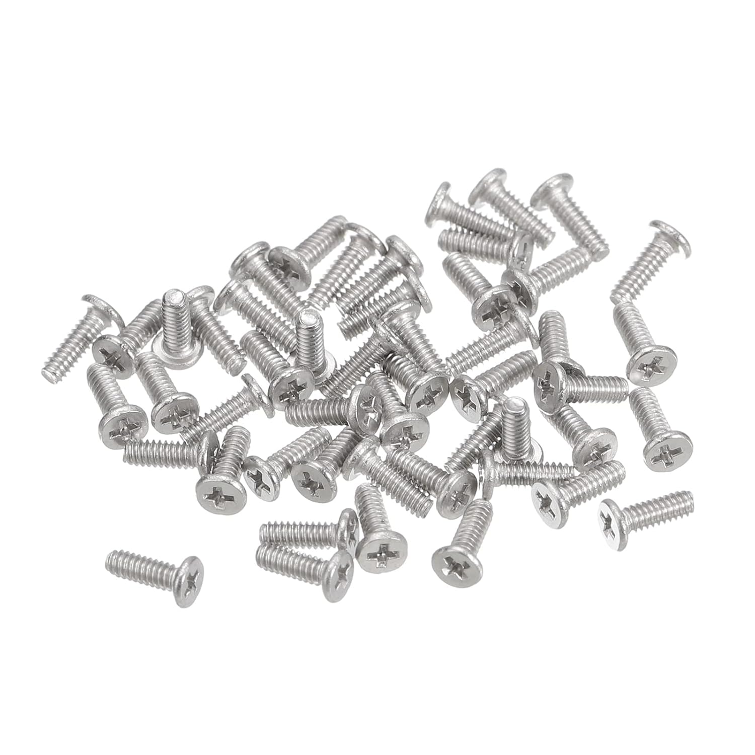 uxcell M1.4-0.012 x 0.157 in 100 tornillos de cabeza redonda plana 304 de acero inoxidable Phillips Drive Machine Tornillos de fijación de hardware