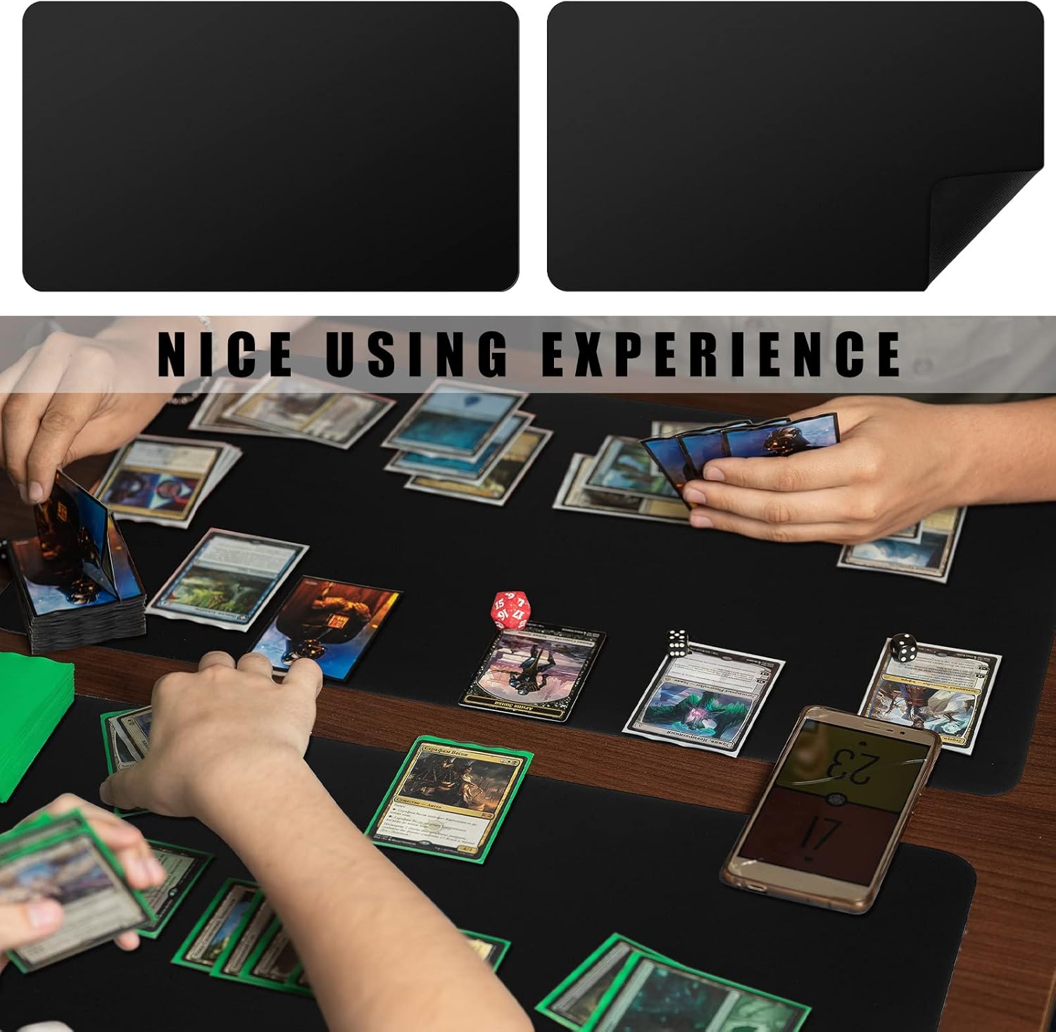 Ecally Juego de cartas negras de 24.0 x 14.0 in, suave, juego de mesa, juego de mesa compatible con cartas TCG