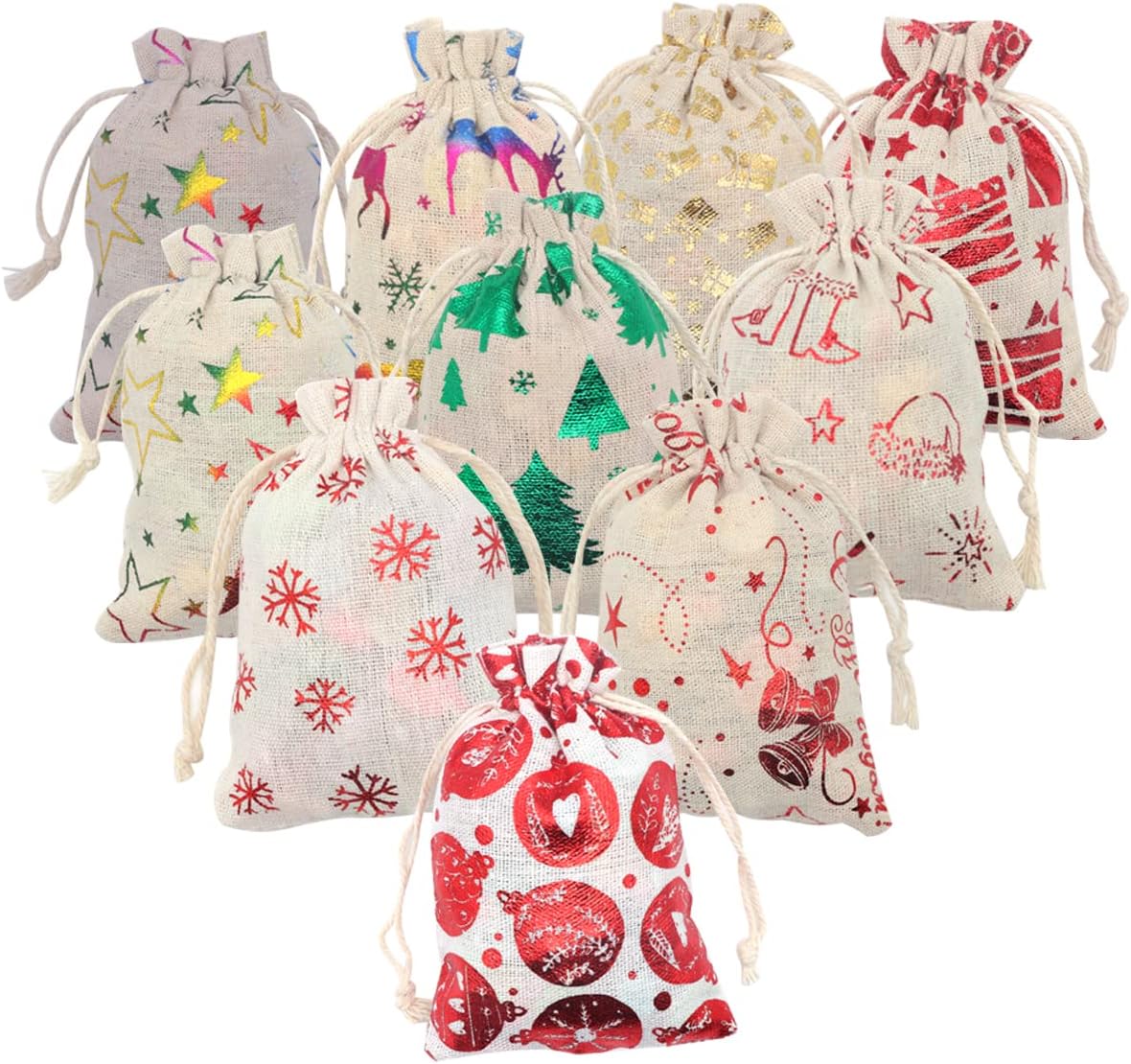 FZBNSRKO Bolsas de regalo, 50 bolsas de regalo de arpillera de estrellas con cordón, bolsas de joyería para fiestas, bodas, manualidades (estilo