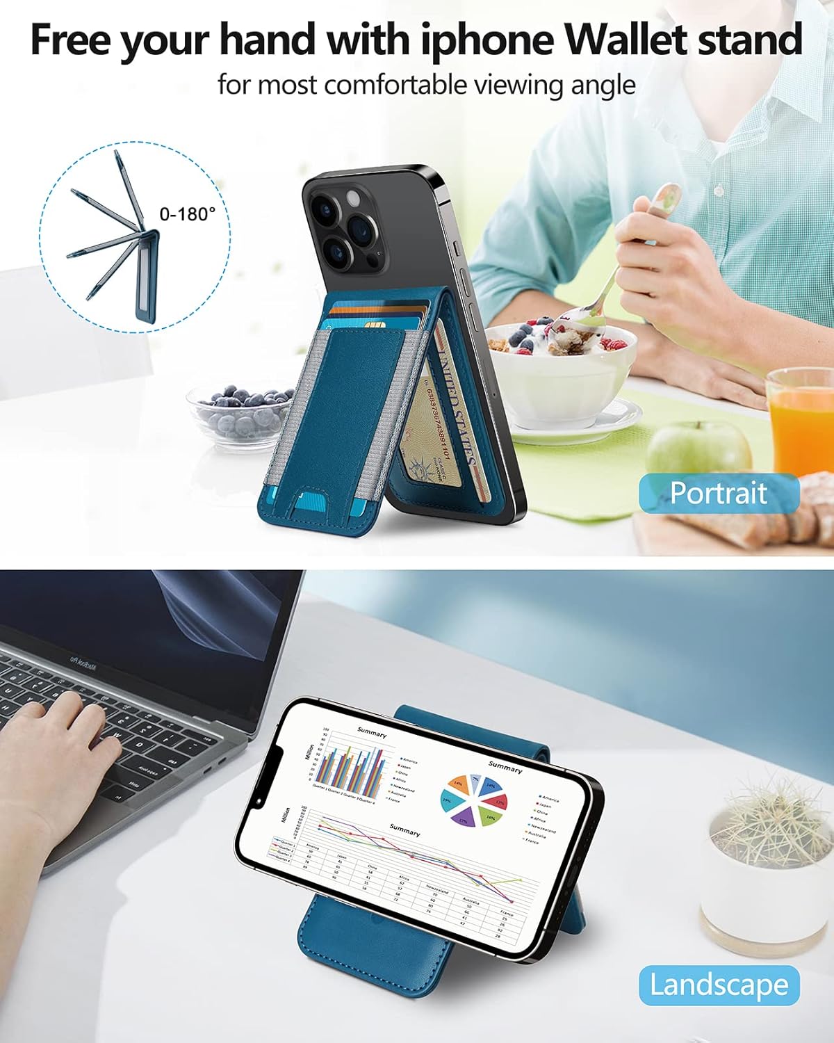 Cartera Magsafe 2 en 1, de alta calidad con cartera para iPhone y soporte ajustable, ventana de identificación abierta, cartera magnética para
