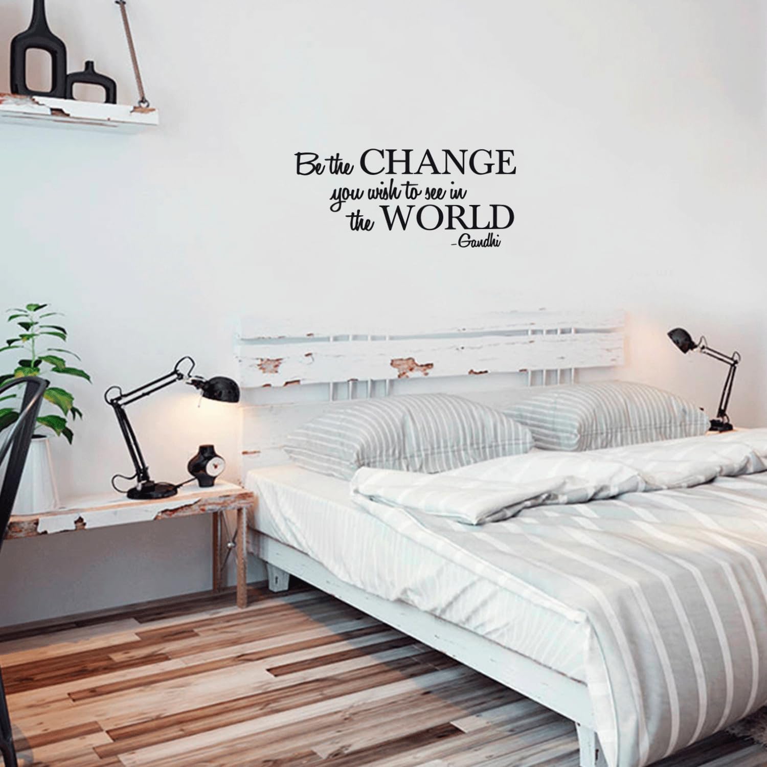 Aurabeam Calcomanía de vinilo para pared, con frase inspiradora de Gandhi, 13 x 28 pulgadas, decoración artística de pared para sala de estar,