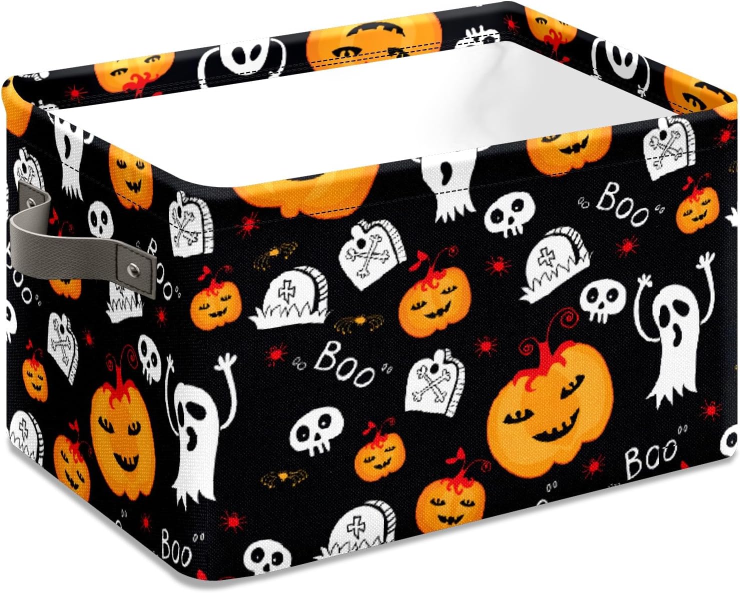 Boo Basket – Bolsas de calabaza con asas, organizador de tela decorativa, cajas de almacenamiento, cestas de Halloween para adultos