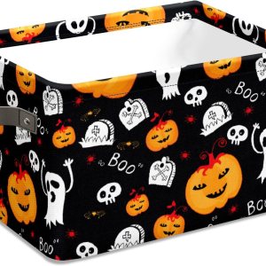Boo Basket – Bolsas de calabaza con asas, organizador de tela decorativa, cajas de almacenamiento, cestas de Halloween para adultos Boo Basket – Bolsas de calabaza con asas, organizador de tela decorativa, cajas de almacenamiento, cestas de Halloween para adultos