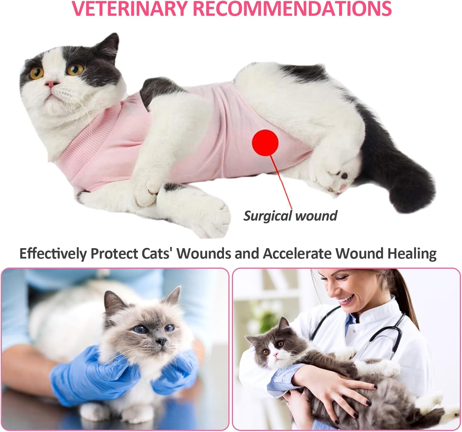 Traje de recuperación para gatos para heridas abdominales, enfermedades de la piel, mameluco de gato para gatos después de la cirugía, traje de