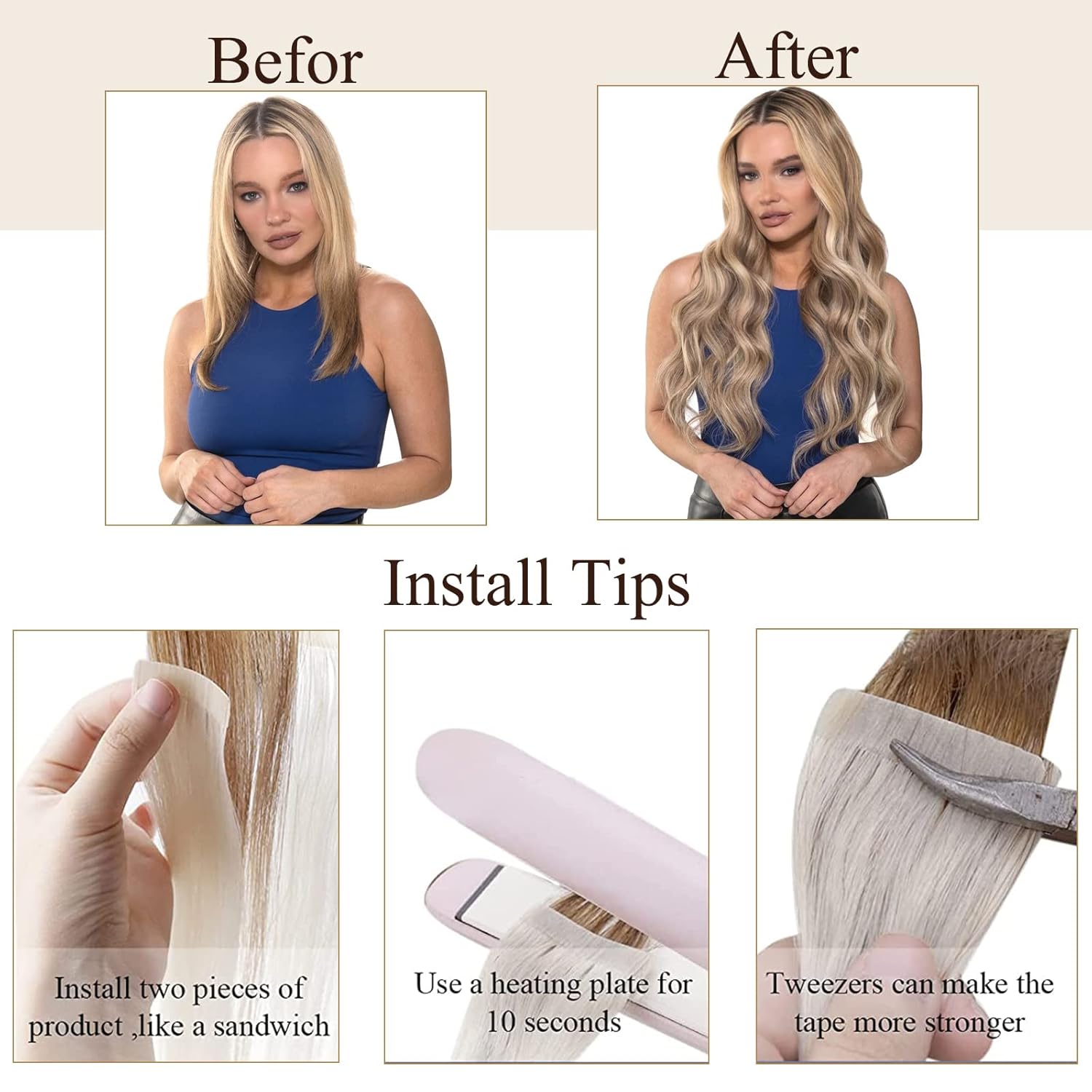 Loxxy Extensiones de cabello humano real Remy con cinta adhesiva, natural, sedoso, lacio, invisible, de doble cara, reutilizable, trama de piel,