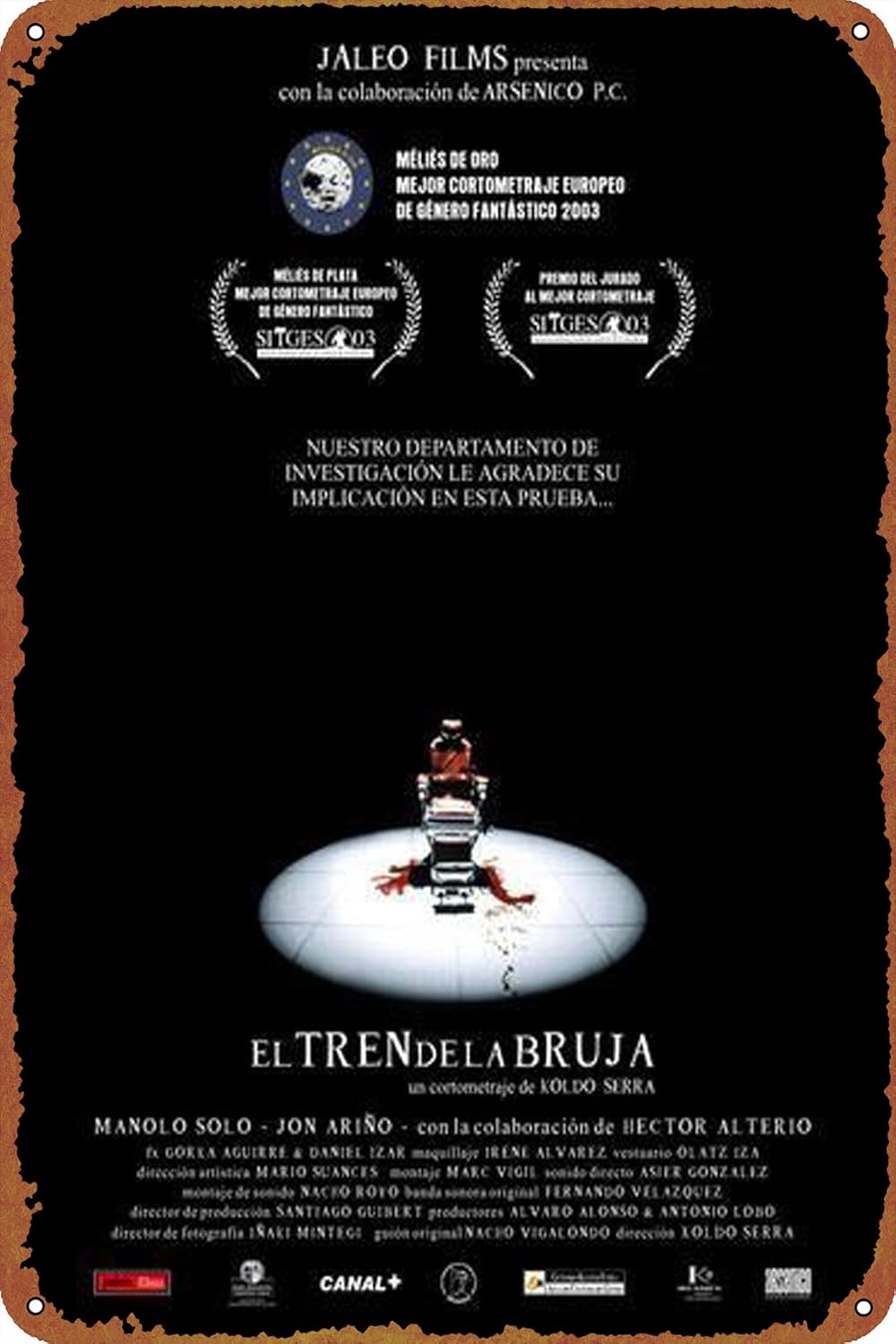 El tren de la bruja (S) – Póster de metal con logotipo de lata para el hogar, decoración de pared, café, 8 x 12 pulgadas