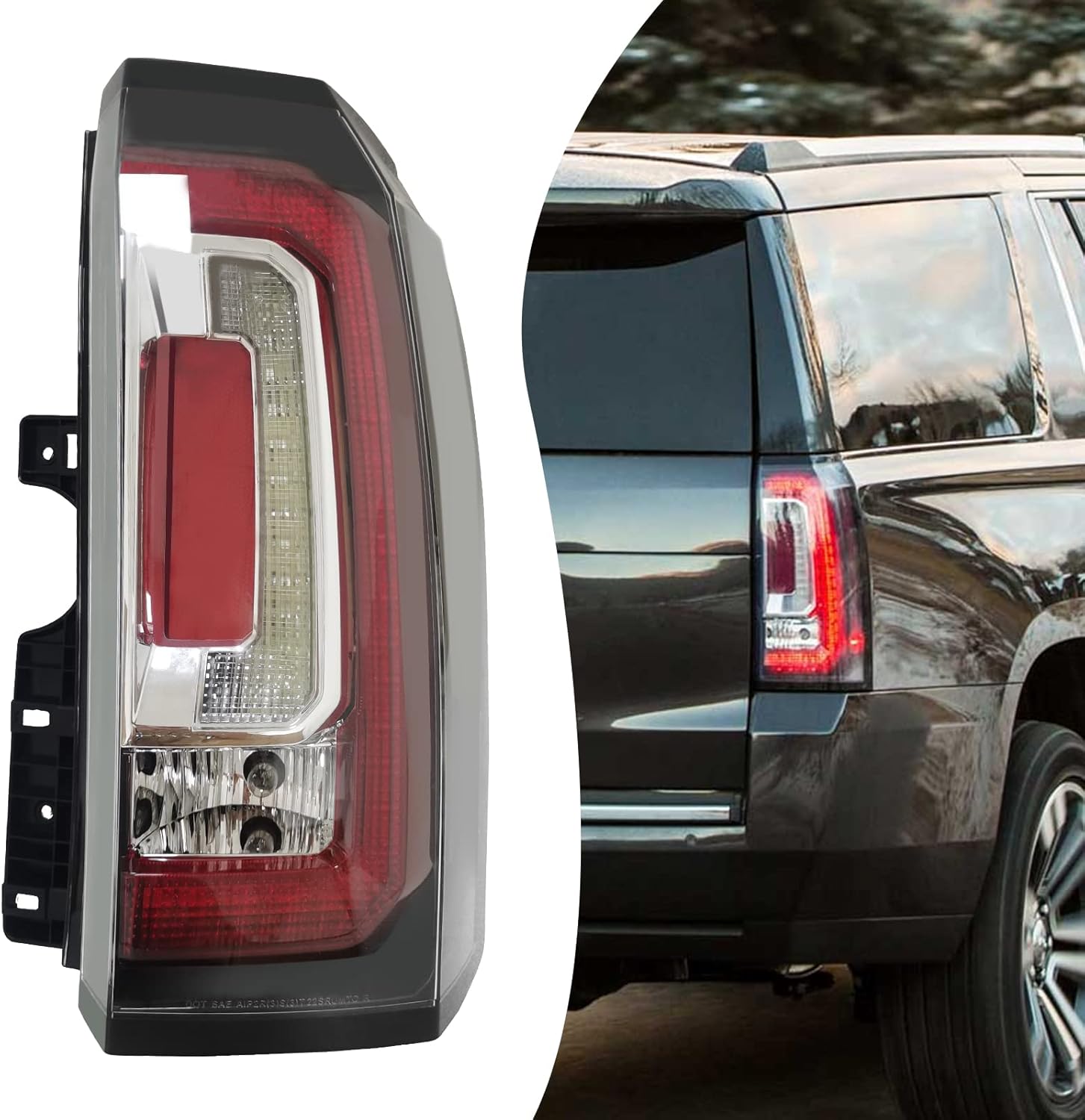 TBVECHI Conjunto de luz trasera lateral del pasajero compatible con GMC Yukon y Yukon XL 2015 2016 2017 2018 2019 2020 con lente transparente