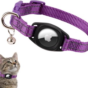 DALUZ Collar reflectante para gatos Airtag, collar de nailon duradero con GPS integrado con soporte Airtag y campana, collar Airtag para gato con DALUZ Collar reflectante para gatos Airtag, collar de nailon duradero con GPS integrado con soporte Airtag y campana, collar Airtag para gato con